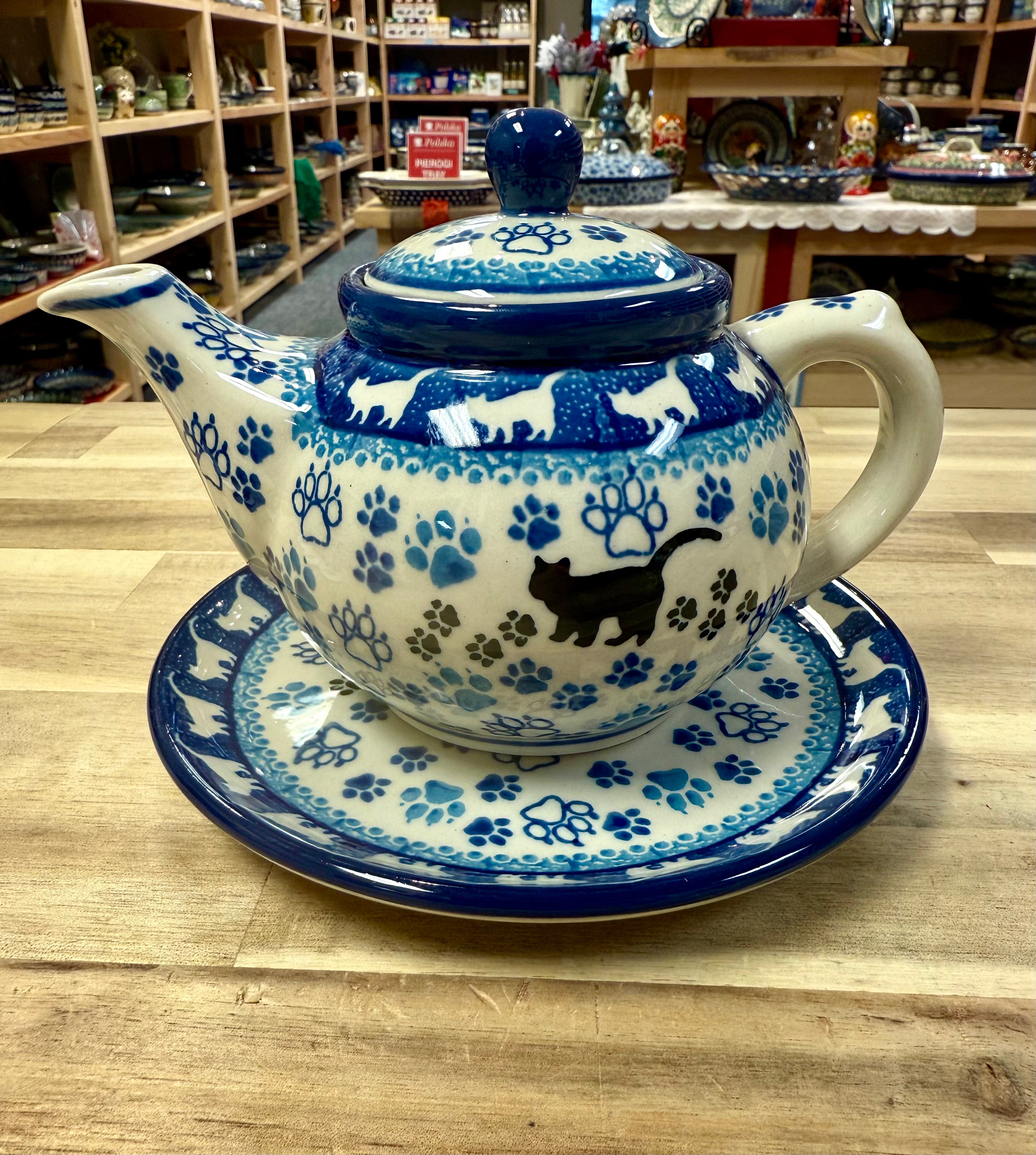 Polish Pottery Traditional(Black Cat) Child’s Teapot