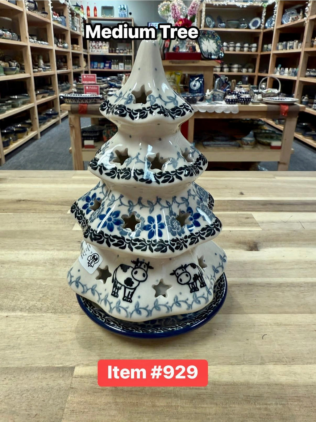 Polish Pottery Traditional(Cow) Medium Votive Tree