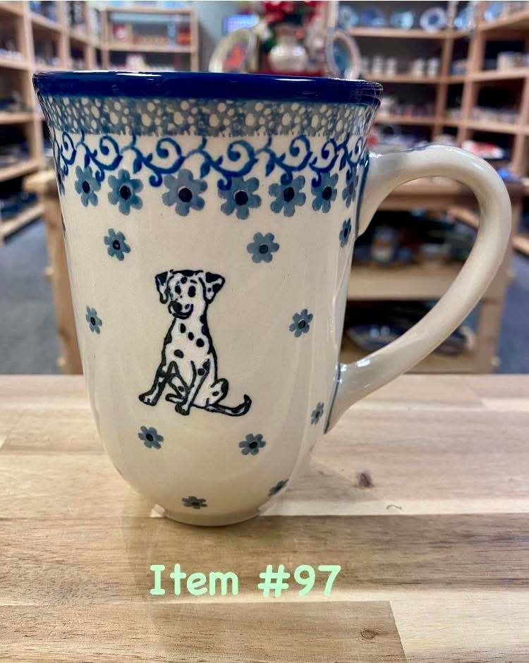 Polish Pottery Traditional Dalmatian Tall Mug