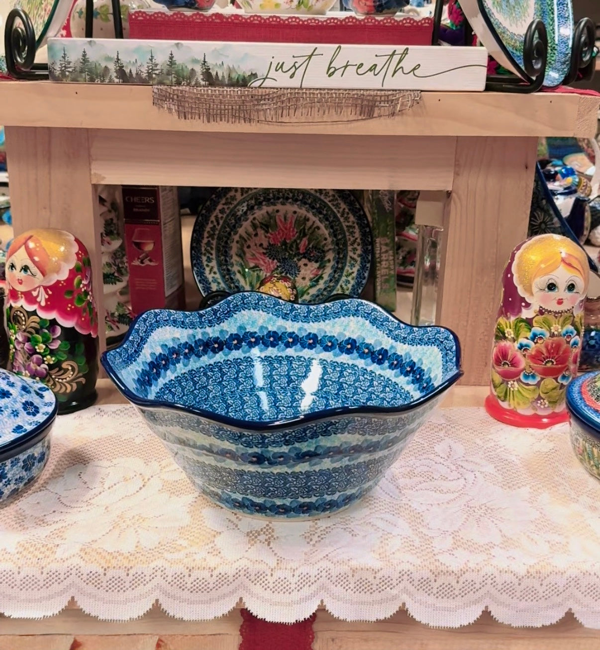 Polish Pottery Scalloped Bowl - Unikat 3639