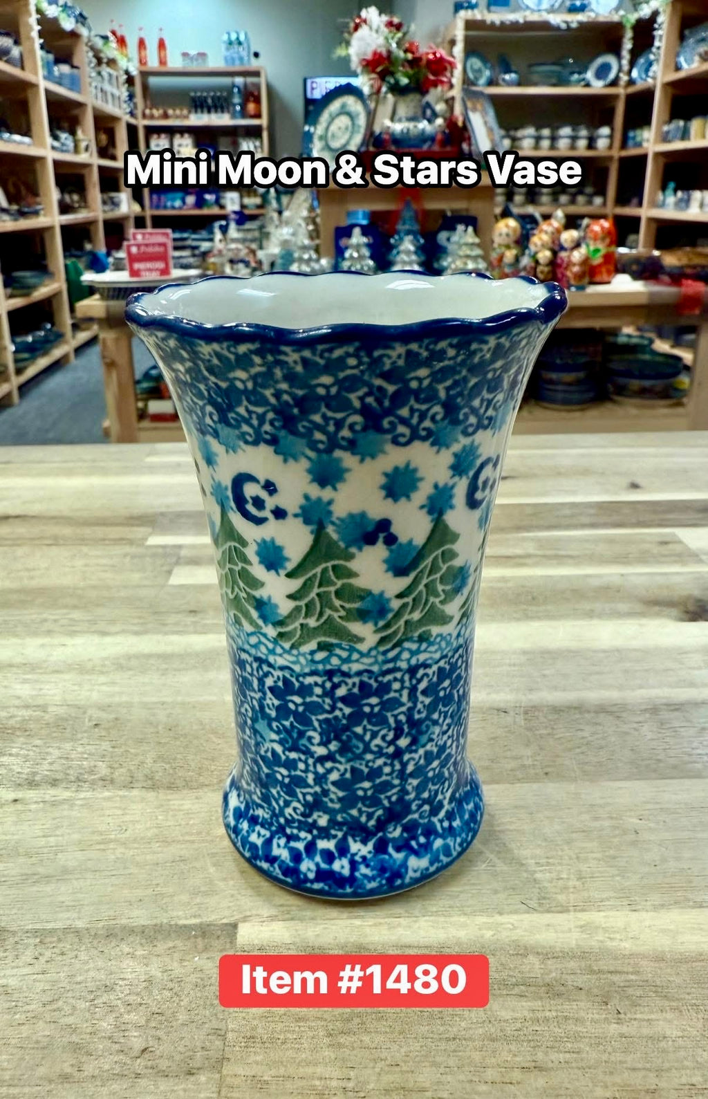 Polish Pottery Traditional(Moon&Stars) Mini Vase