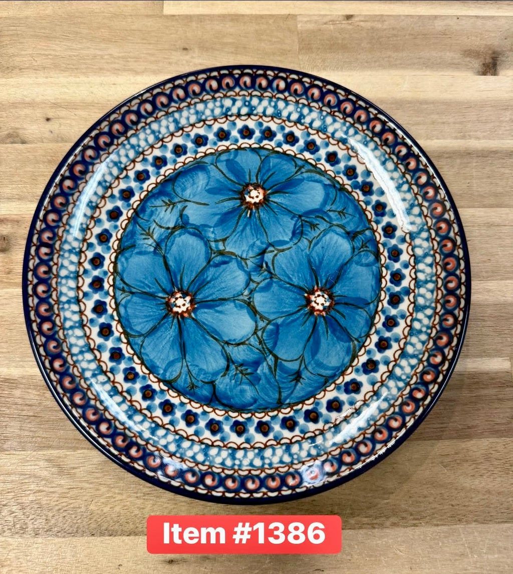Polish Pottery Unikat 408C Blue Poppy Salad Plate
