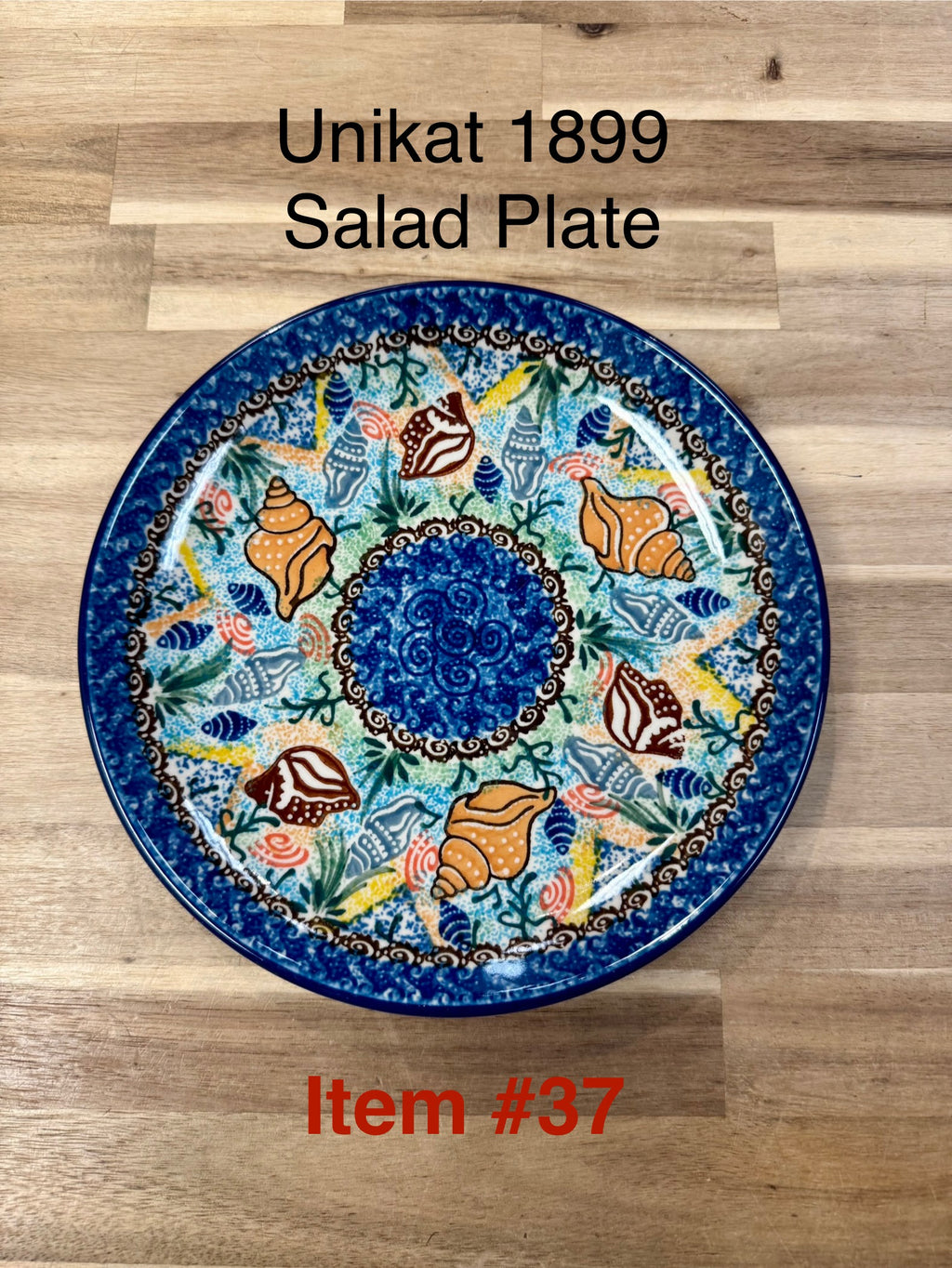 Polish Pottery Unikat 1899(SeaShells) Salad Plate