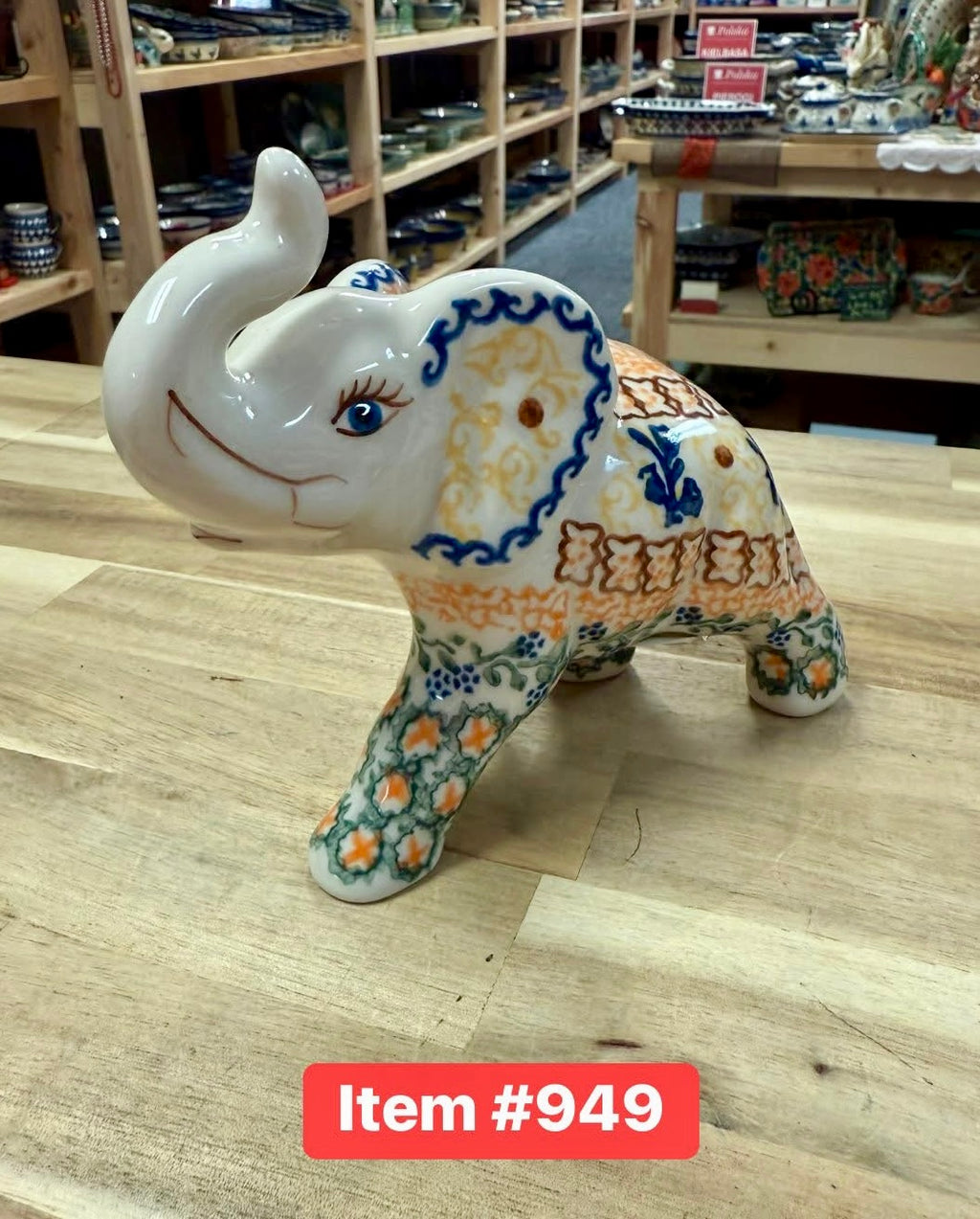 Polish Pottery Elephant Figurine
