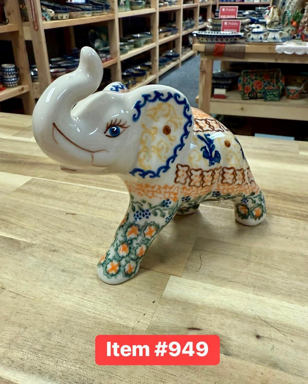 Polish Pottery Elephant Figurine