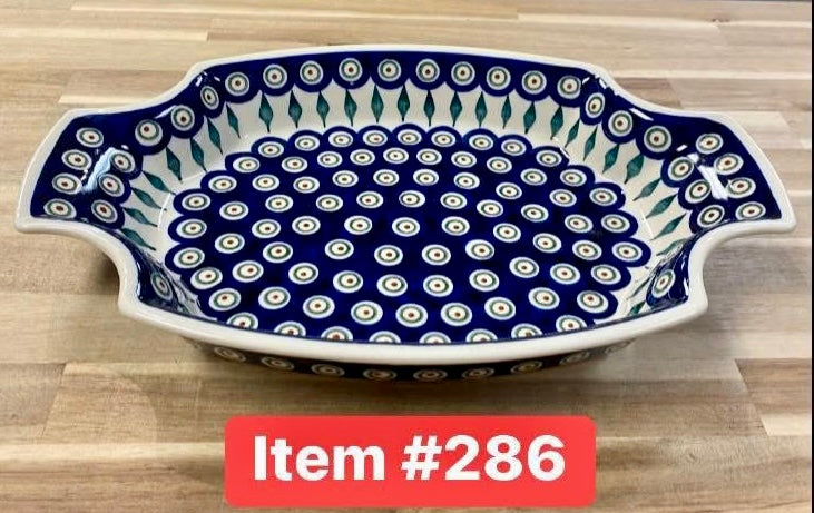 Polish Pottery Peacock Pierogi Tray
