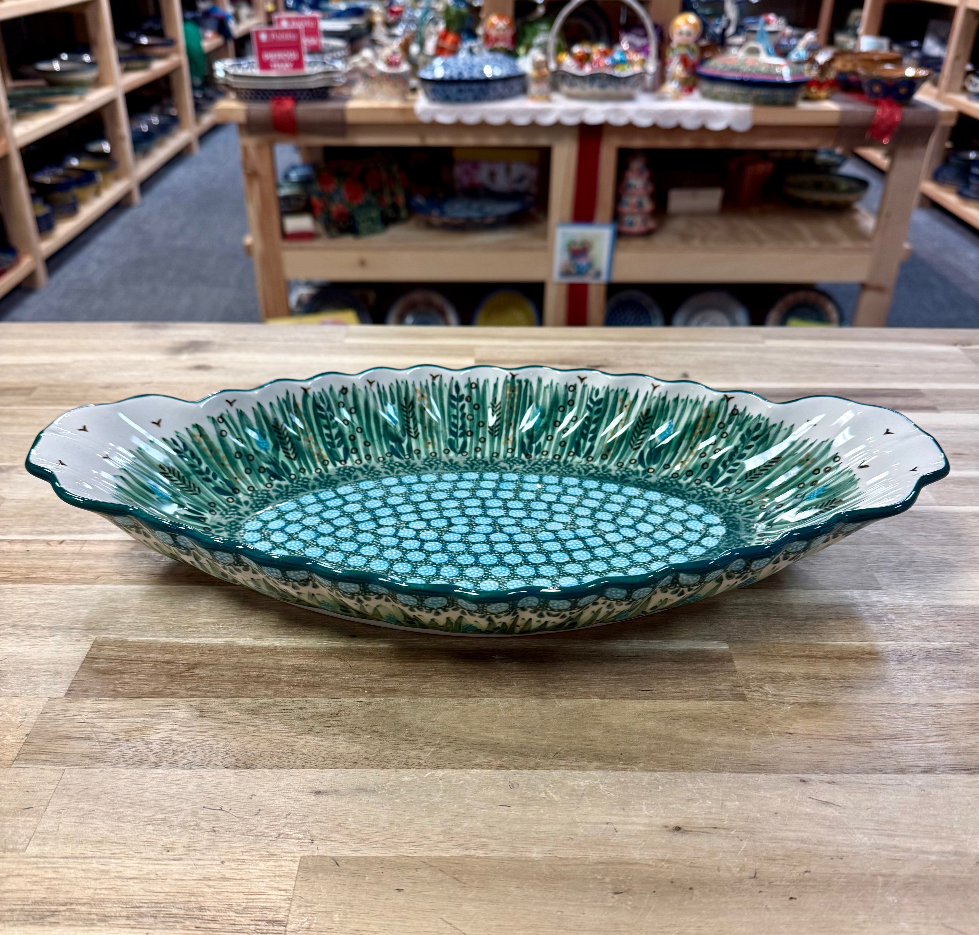 Polish Pottery Unikat 803 Sculpted Serving Dish
