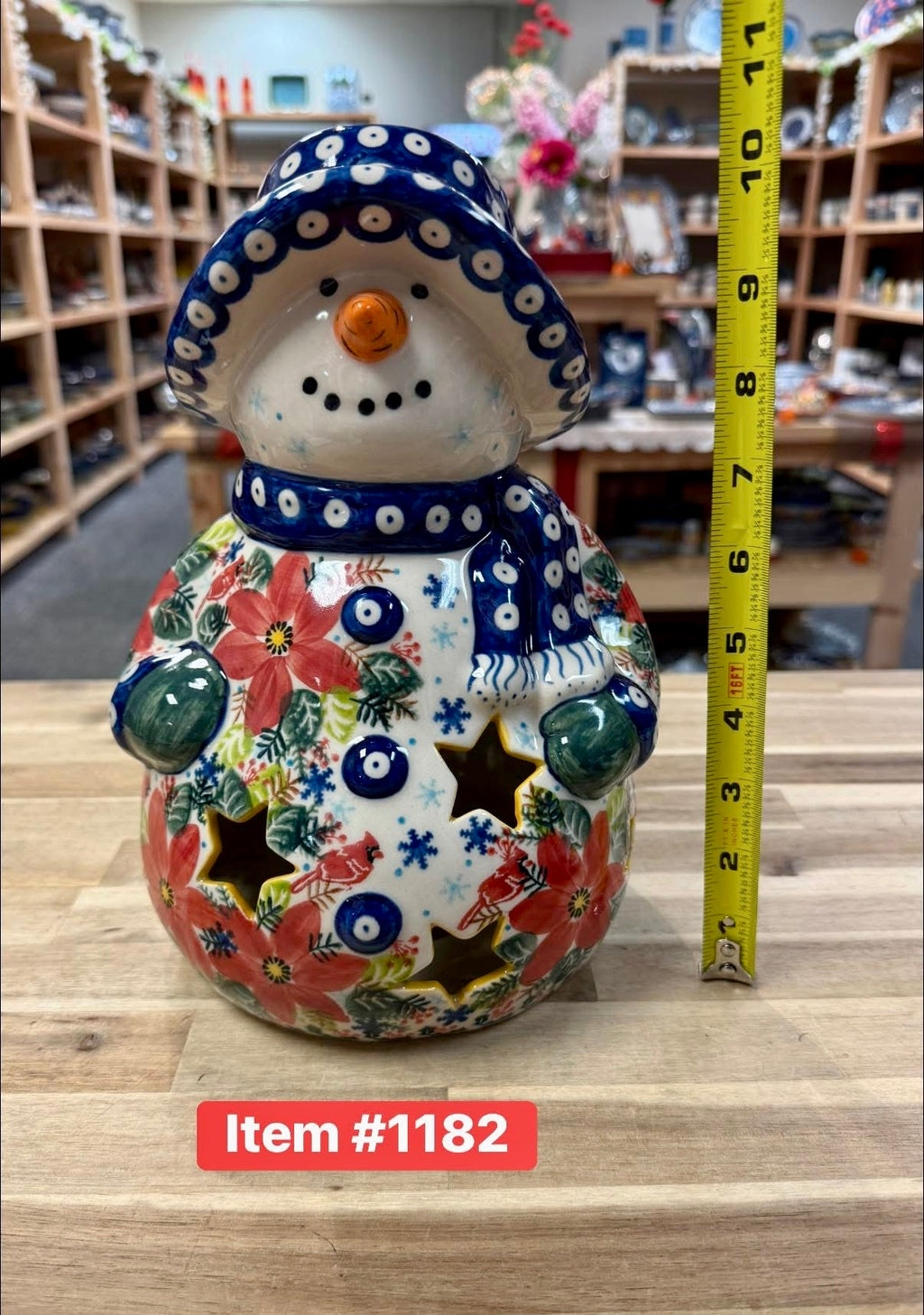 Polish Pottery Unikat Jumbo Votive Snowman )Hand Signed)