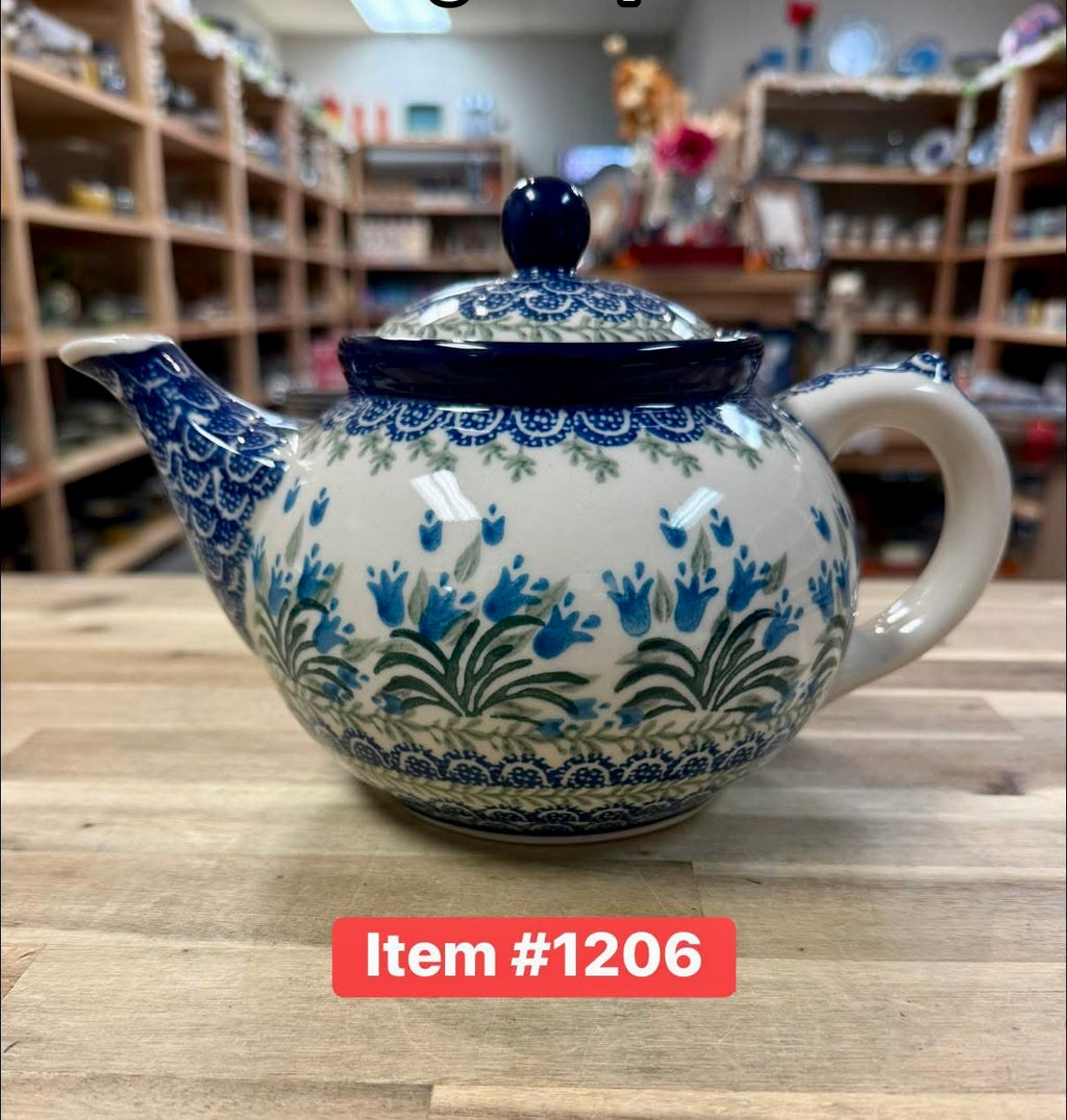 Polish Pottery Traditional(Blue Tulips) Teapot
