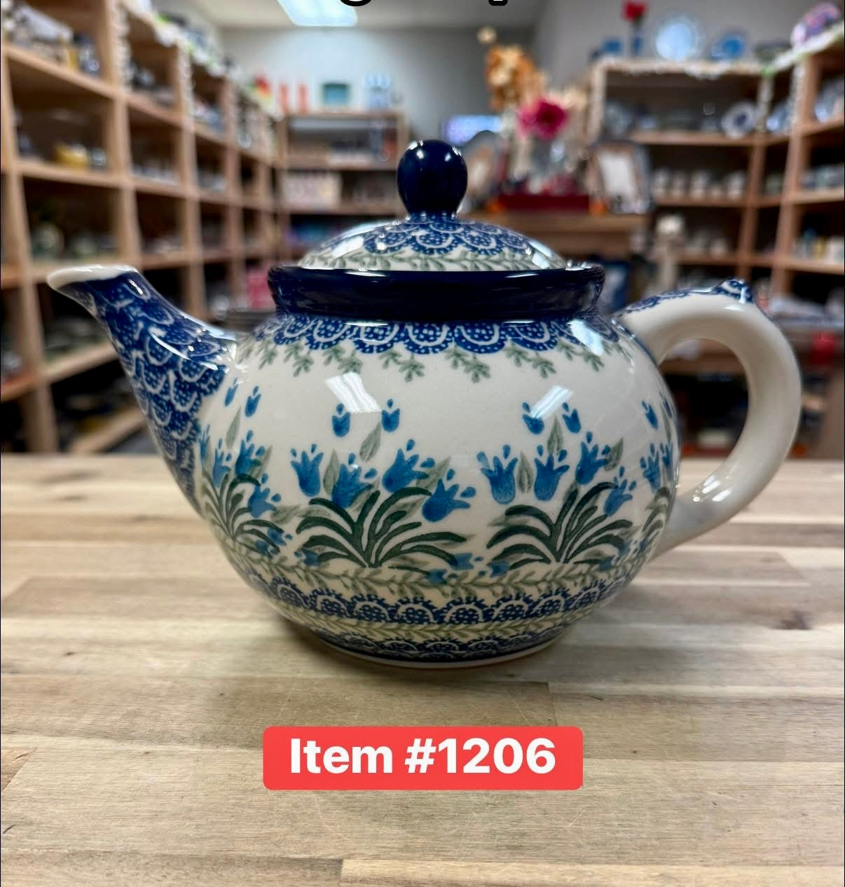 Polish Pottery Traditional(Blue Tulips) Teapot