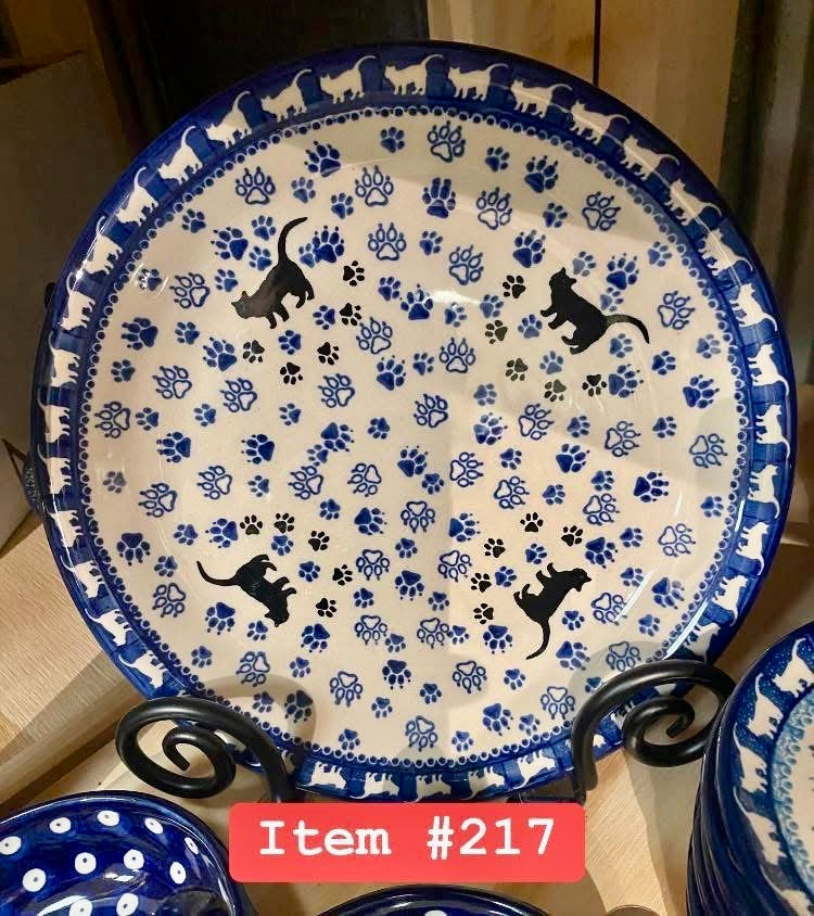 Polish Pottery Unikat(Black Cat) Dinner Plate