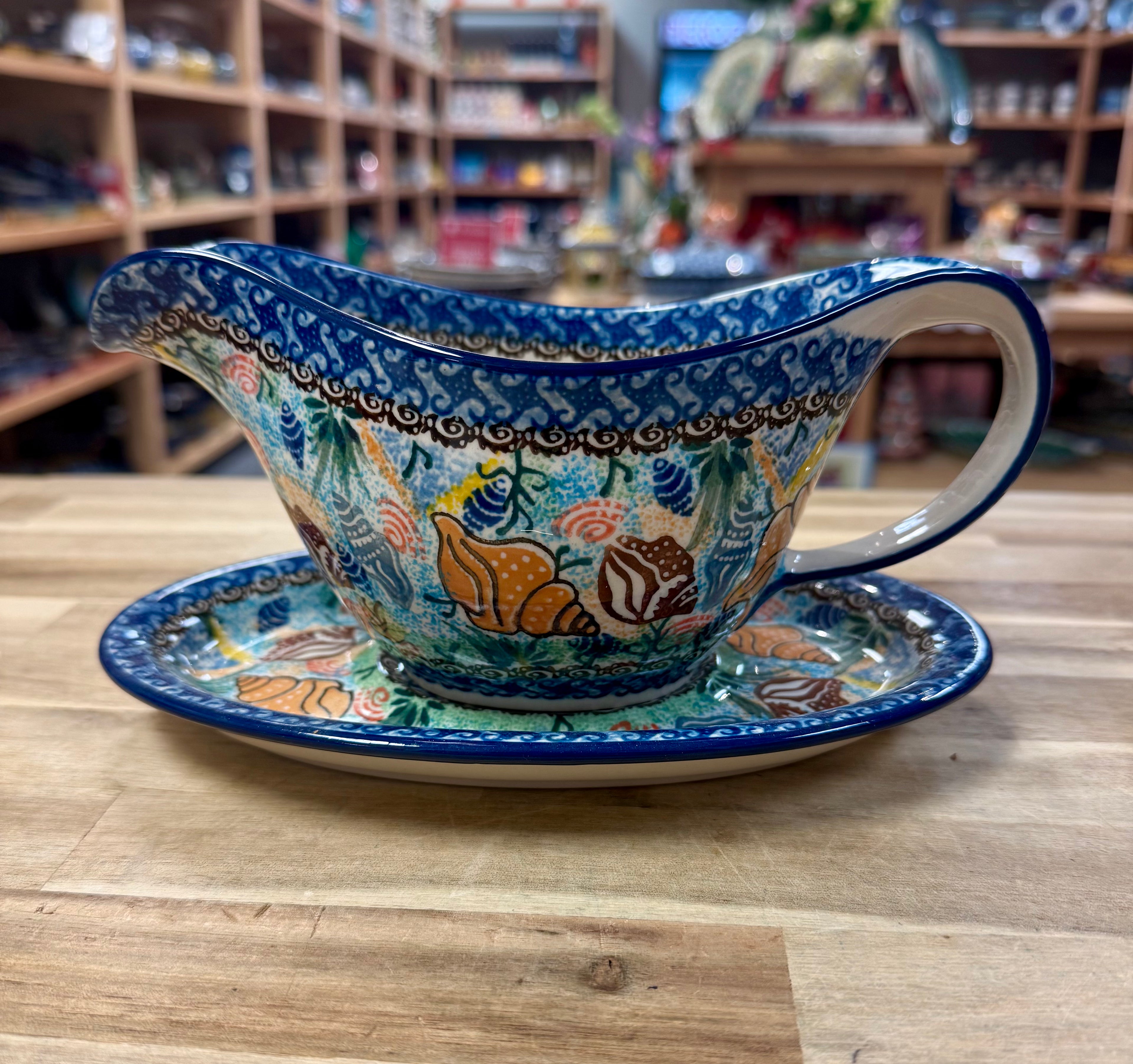 Polish Pottery Gravy Boat - Unikat 1899 Seashells