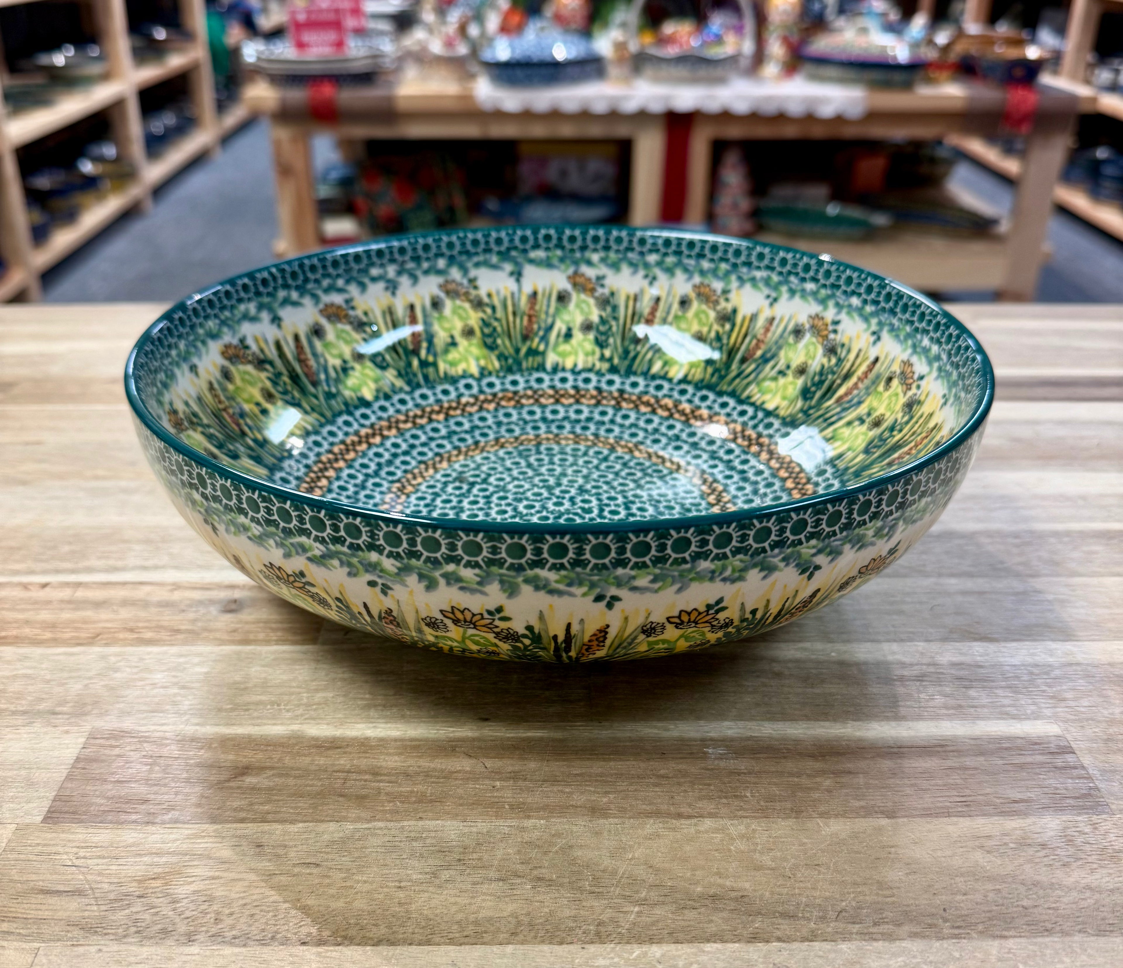 Polish Pottery Unikat 4329 Low Serving Bowl