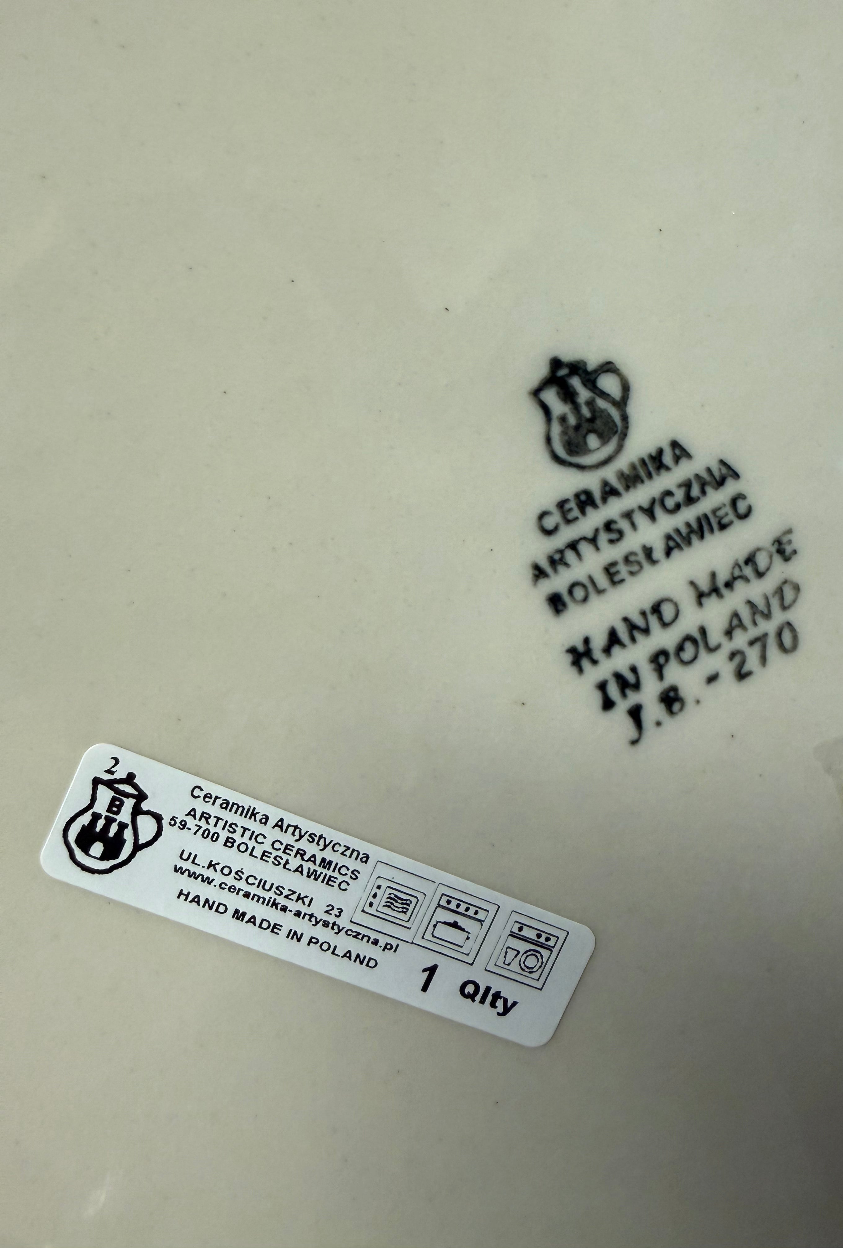 Polish Pottery Traditional(Fresh Flowers) Kielbasa Dish