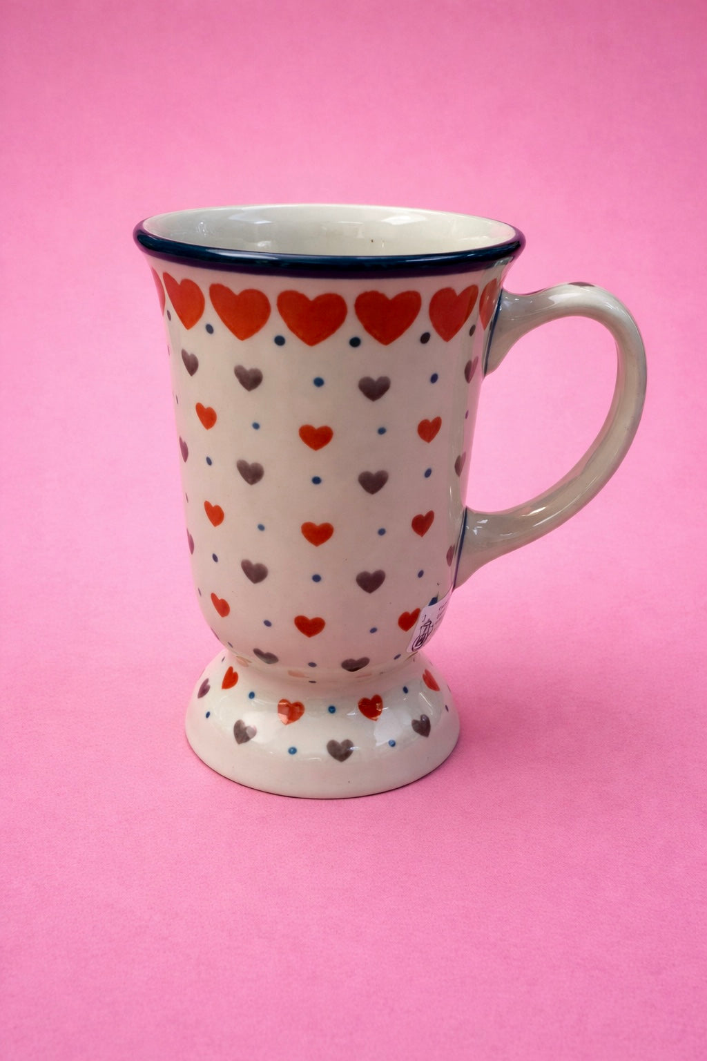Polish Pottery Traditional(Hearts) Pedestal Mug