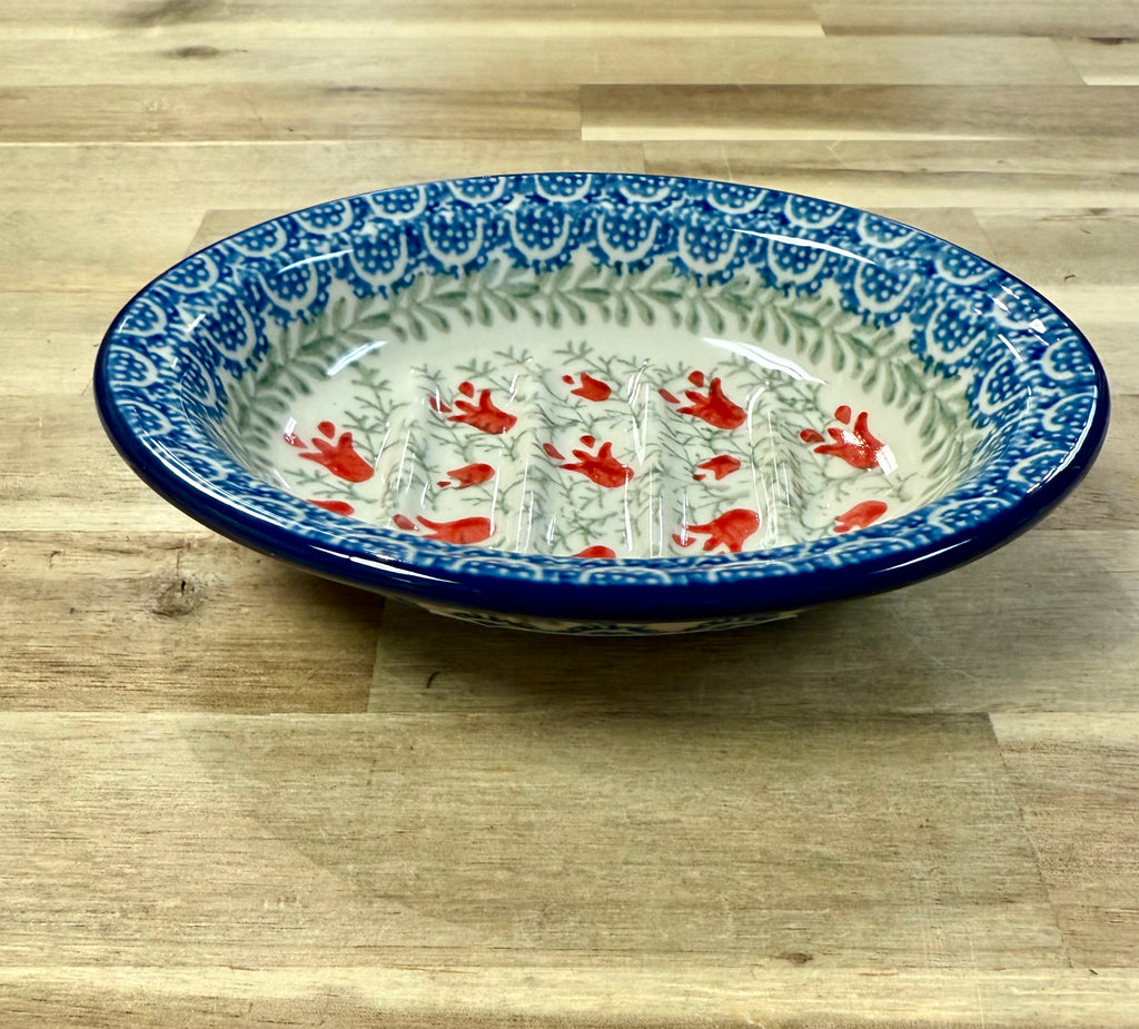 Polish Pottery Traditional(Red Tulips) Soap Dish