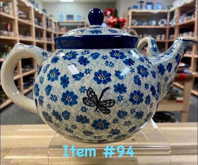 Polish Pottery Traditional(Blue Dragonfly) Jumbo Teapot
