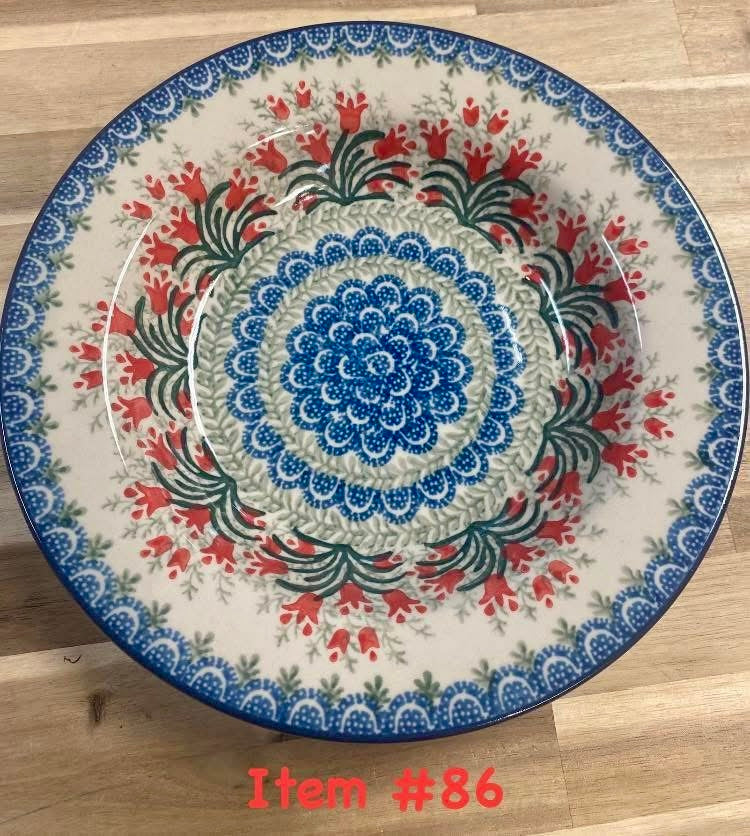 Polish Pottery Traditional(Red Tulips) Pasta Plate
