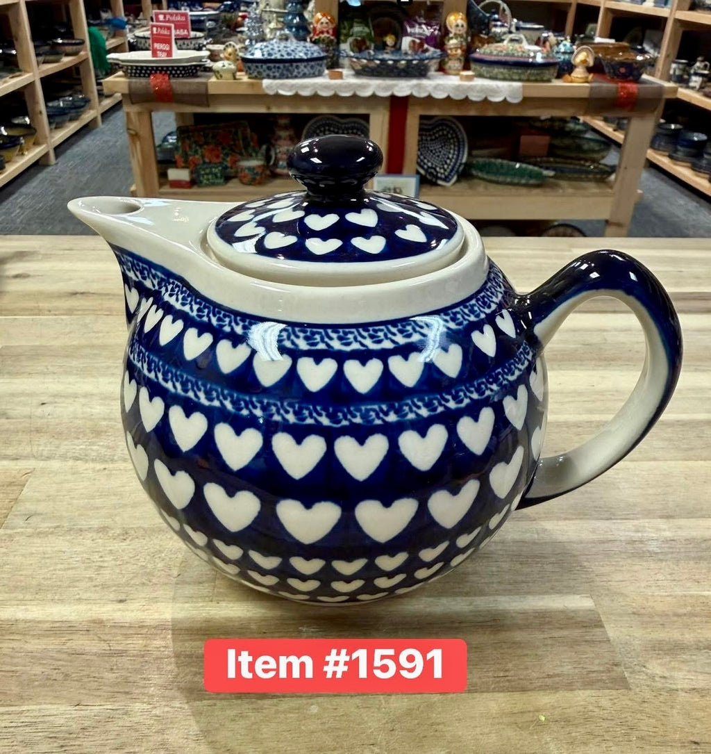Polish Pottery Traditional Hearts Teapot