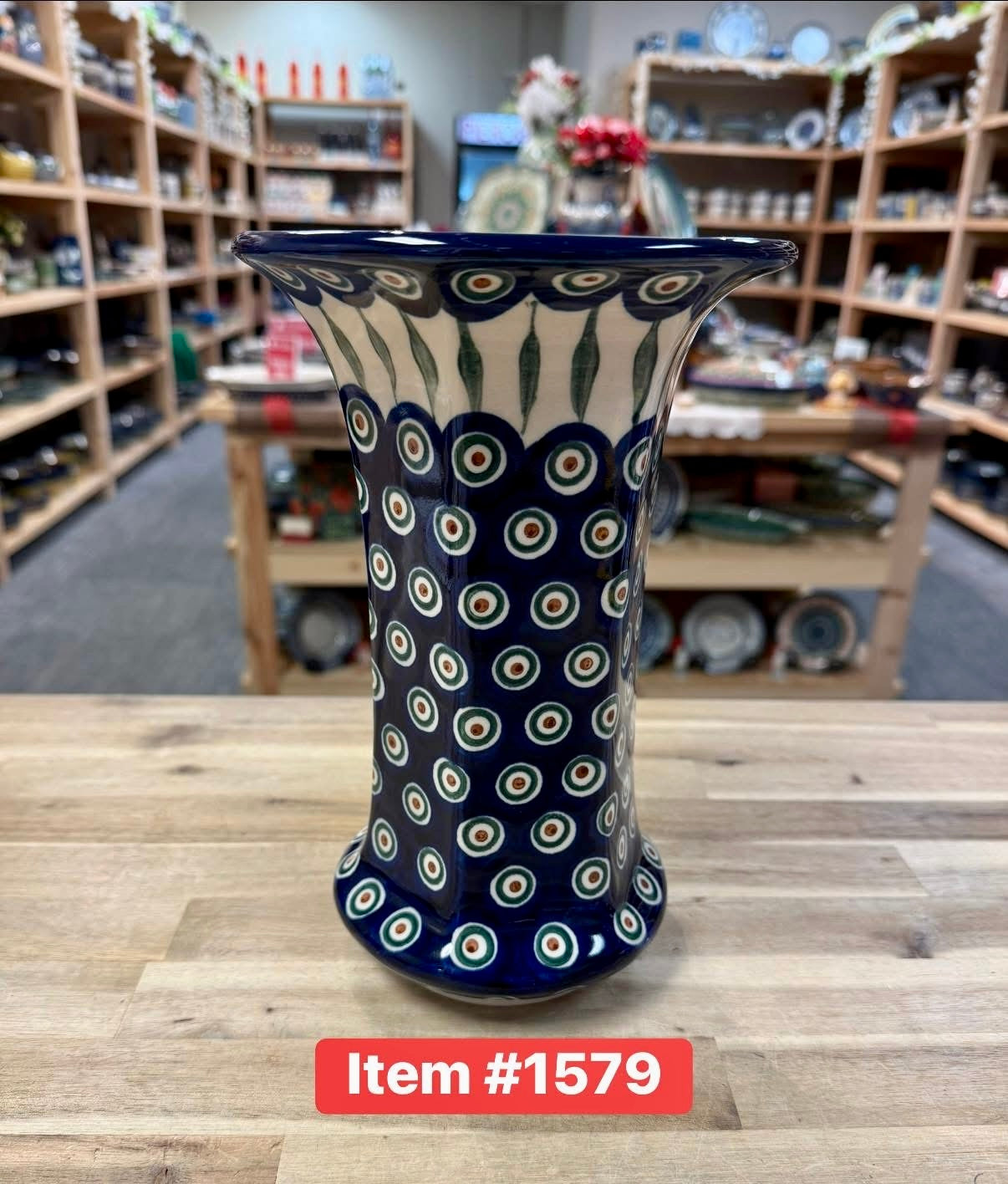 Polish Pottery Traditional Peacock Vase