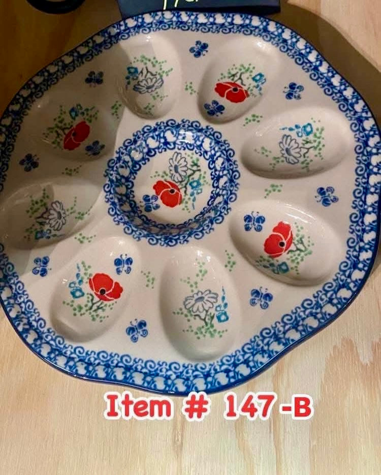Polish Pottery Traditional(Red Poppy) Egg Tray