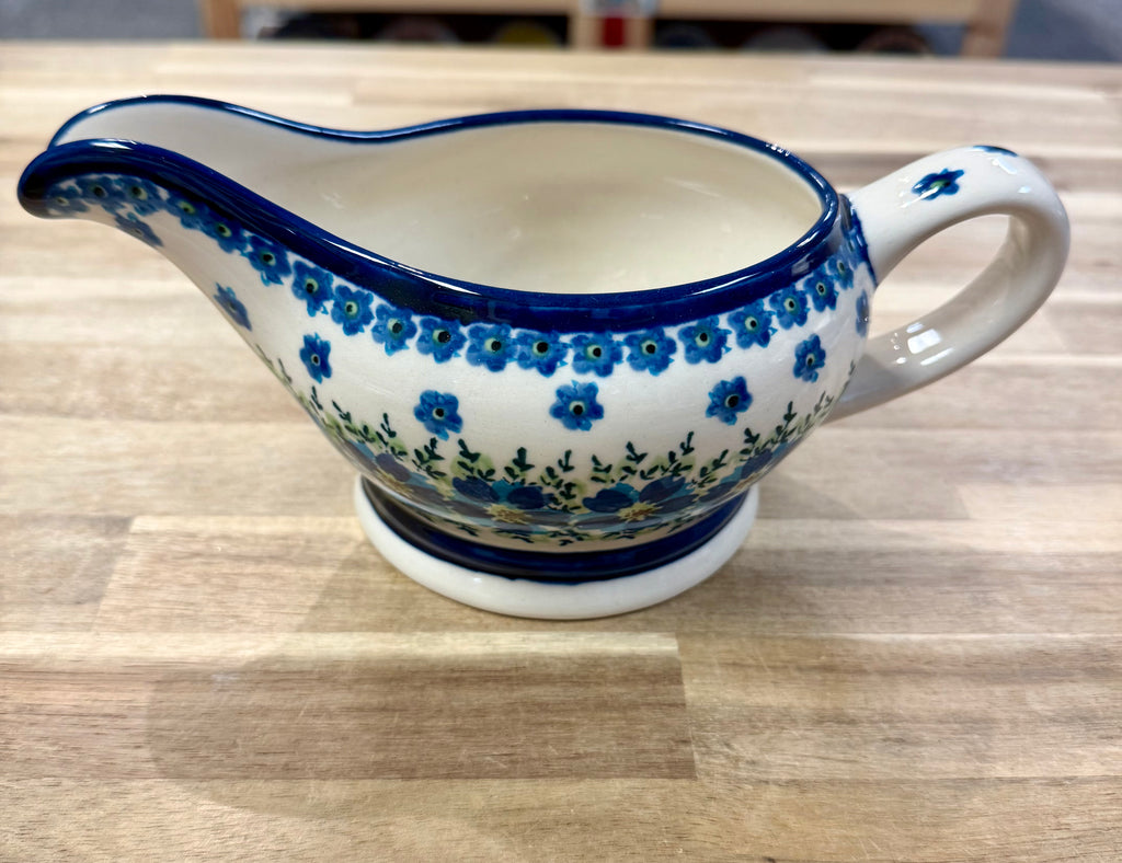 Polish Pottery Zaklady Blue Flower Gravy Boat