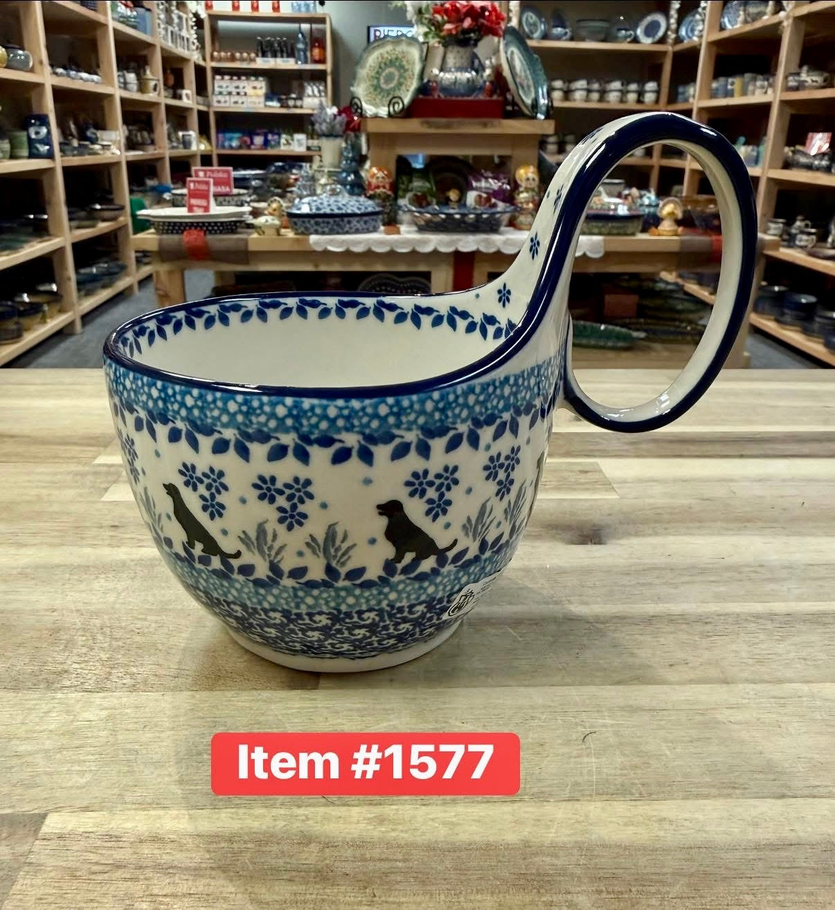 Polish Pottery Traditional(Sitting Dog) Soup Mug