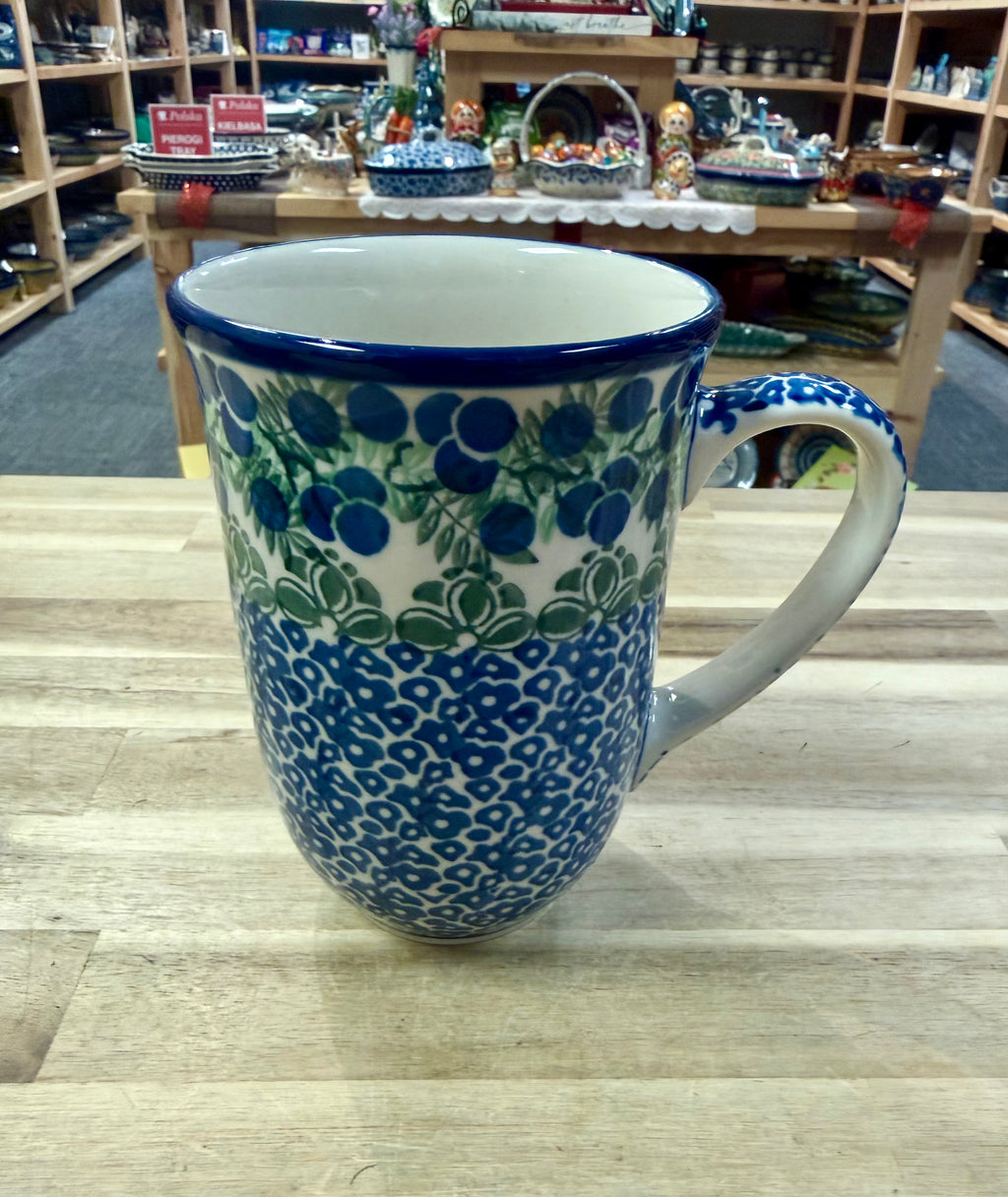 Polish Pottery Traditional(Blueberries) Tall Mug