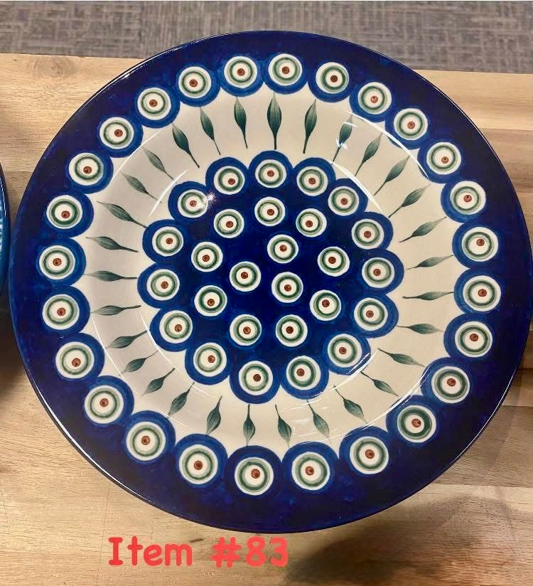 Polish Pottery Traditional(Peacock) Pasta Plate