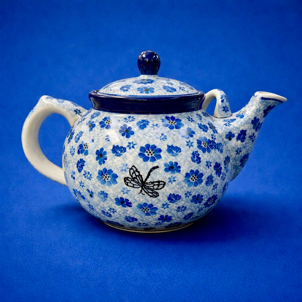 Polish Pottery Traditional(Blue Dragonfly) Jumbo Teapot