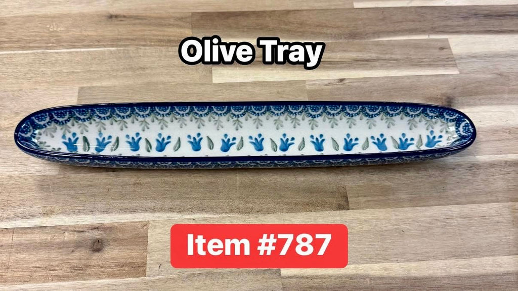 Polish Potttery Traditional(Blue Tulips) Olive Tray