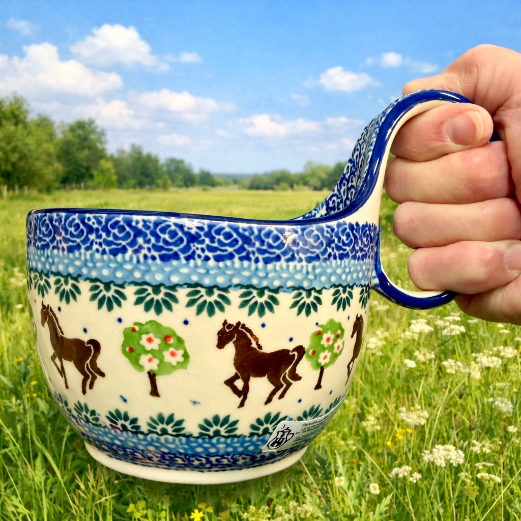 Polish Pottery Traditional(Horse) Soup Mug