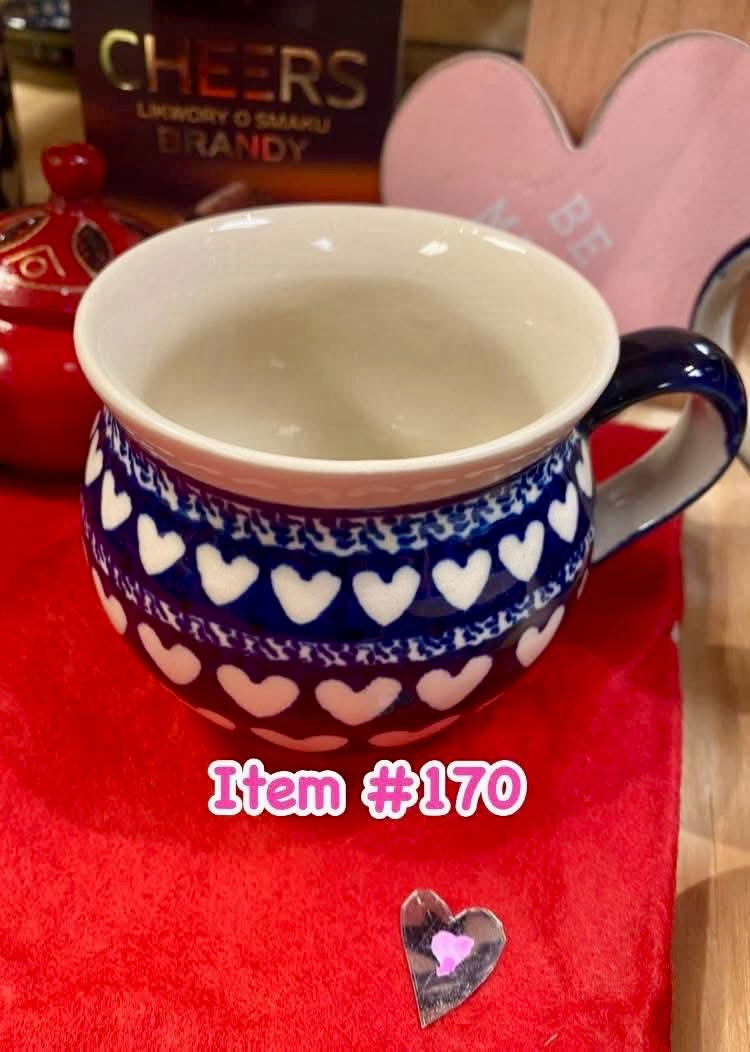 Polish Pottery Traditional(Hearts) Mini Bubble Mug