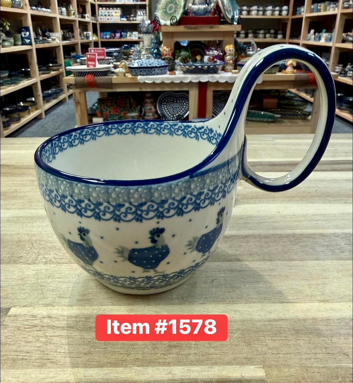 Polish Pottery Traditional(Chickens) Soup Mug