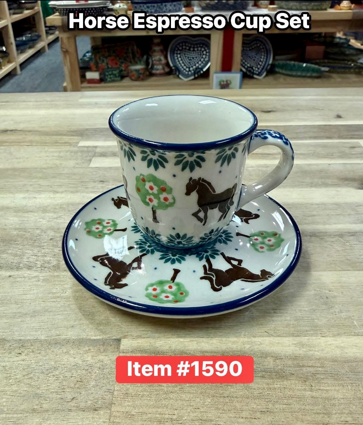 Polish Pottery Traditional(Horse) Espresso Set