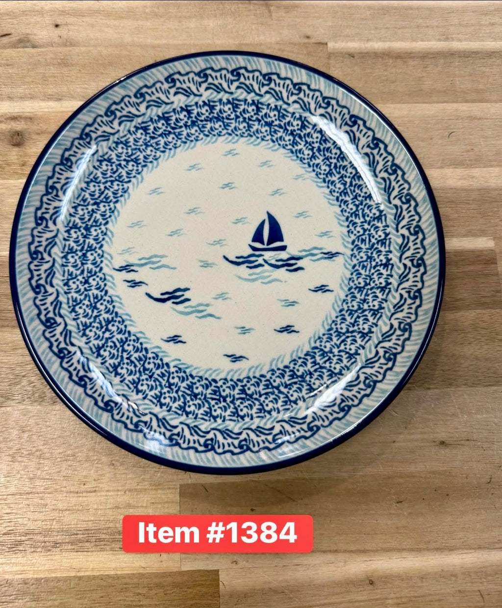 Polish Pottery Traditional Sailboat Salad Plate