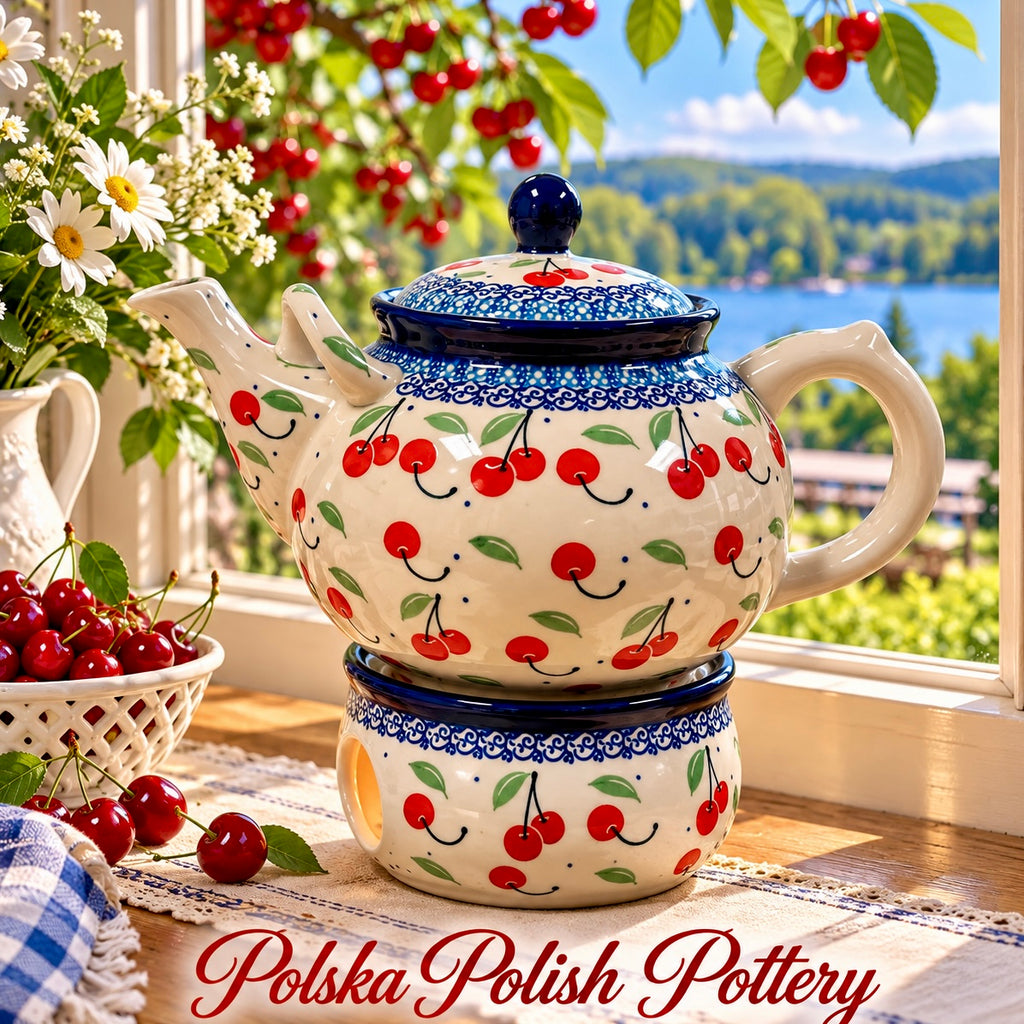 Polish Pottery Warmer - Traditional Cherries