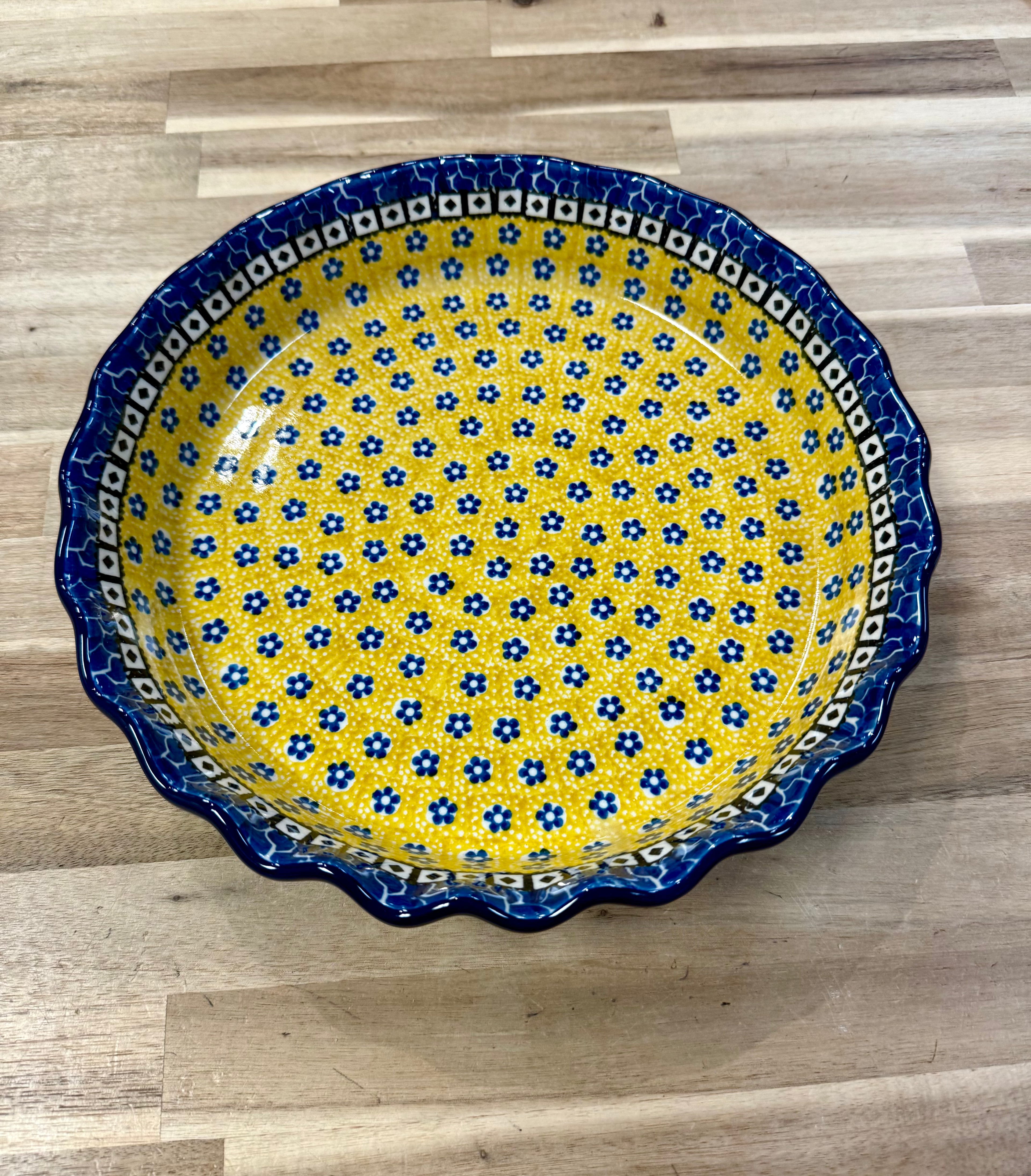 Polish Pottery Traditional(Yellow/Blue) Pie Plate