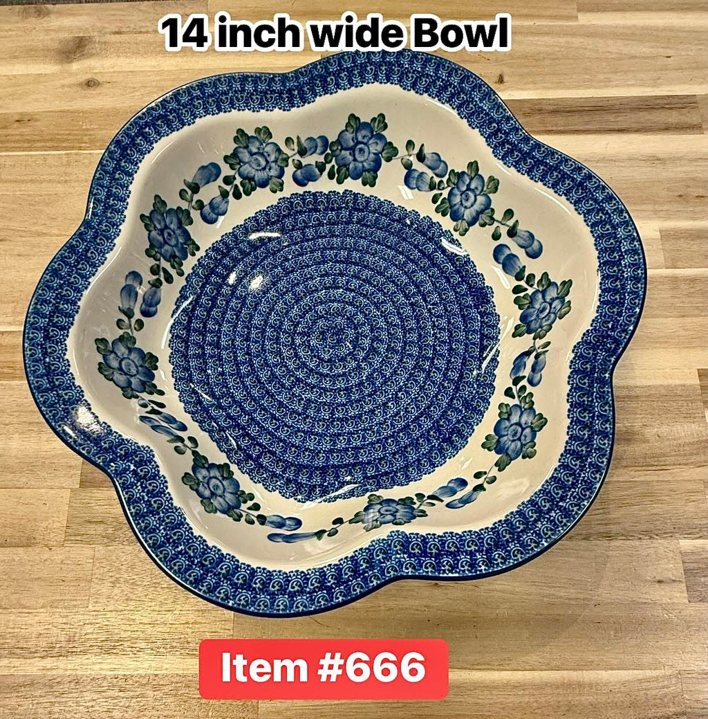 Polish Pottery Traditional Jumbo Clover-Shaped Bowl