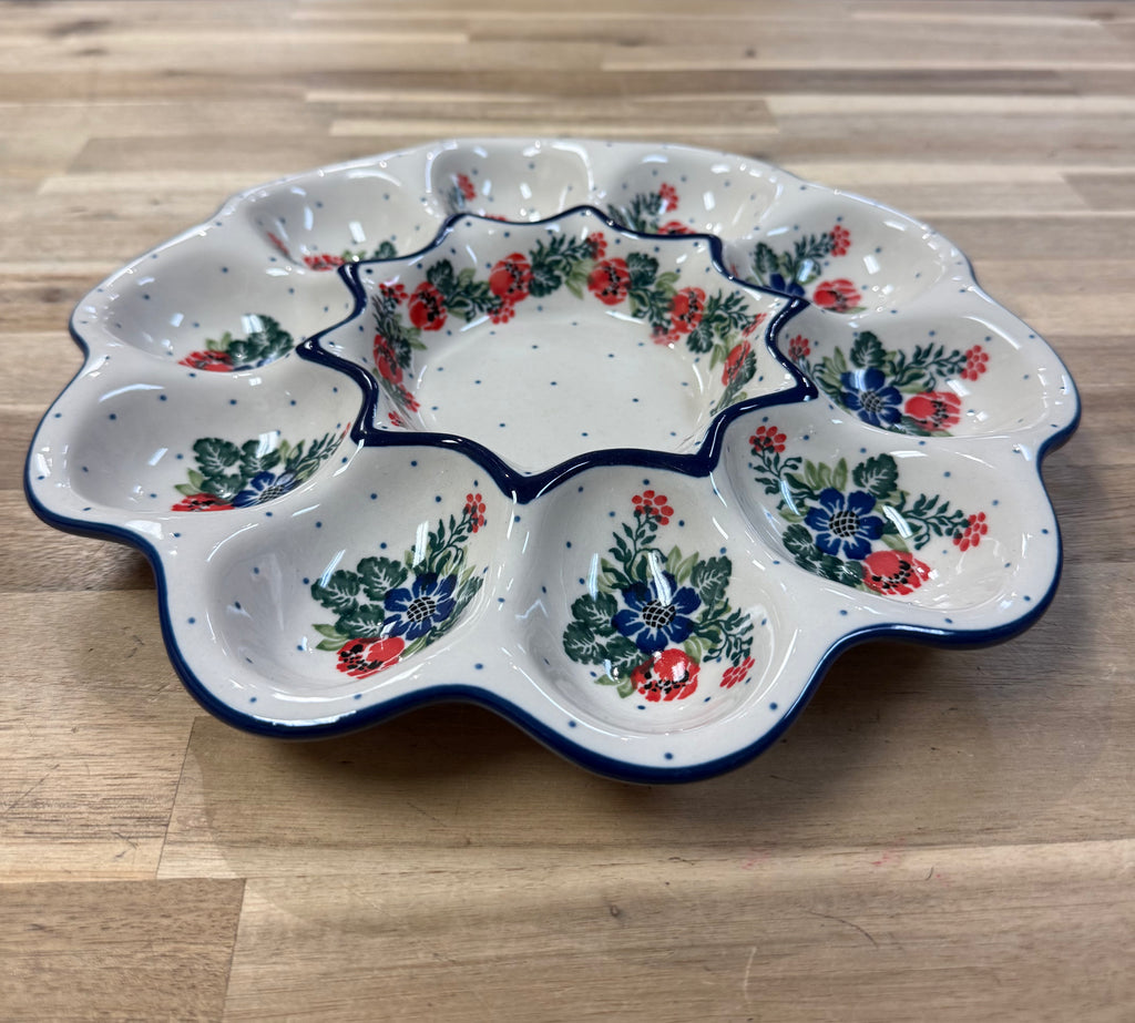 Polish Pottery Egg Tray - Traditional Multi Flowers