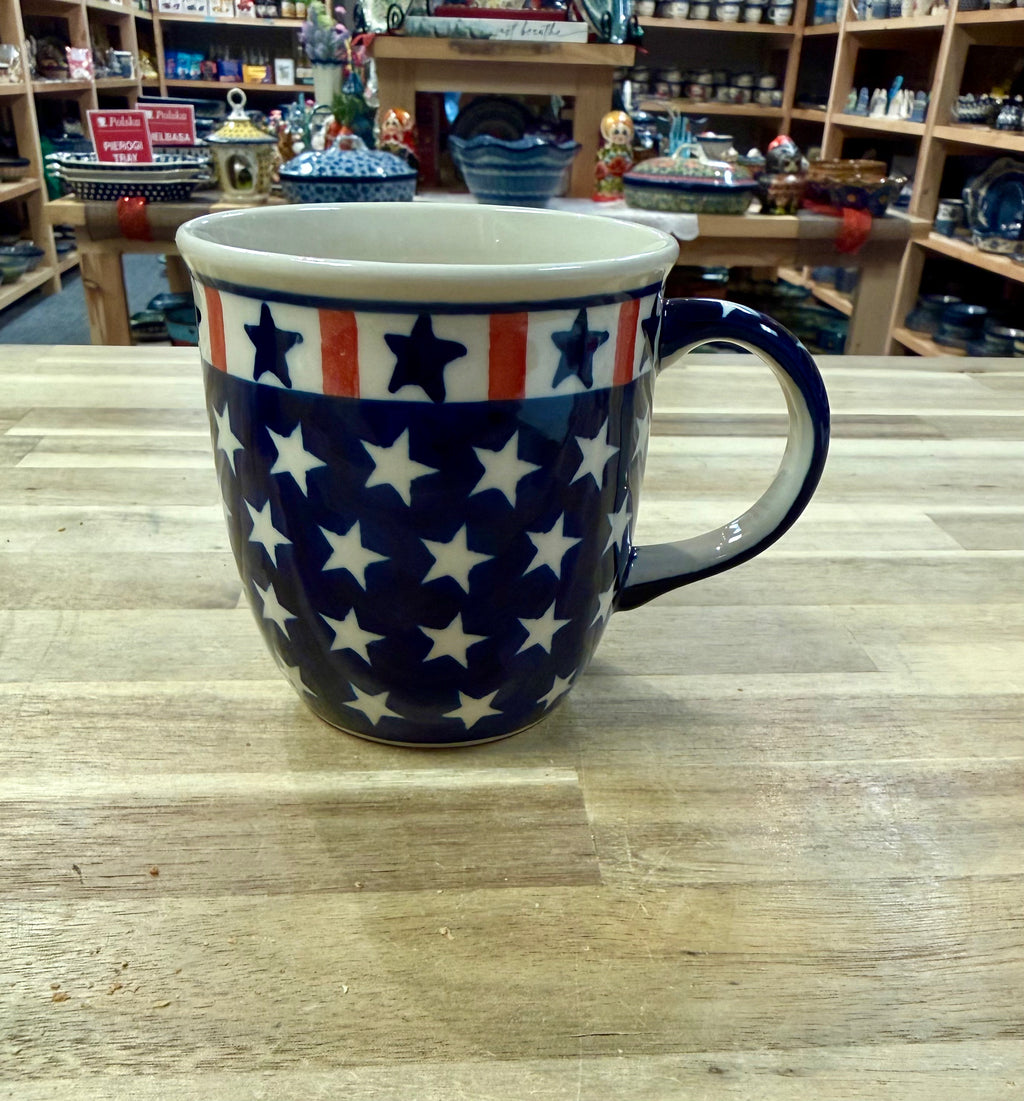 Polish Pottery Zalady Mug - Traditional Stars & Stripes