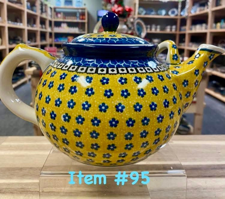 Polish Pottery Traditional(Yellow/Blue) Jumbo Teapot