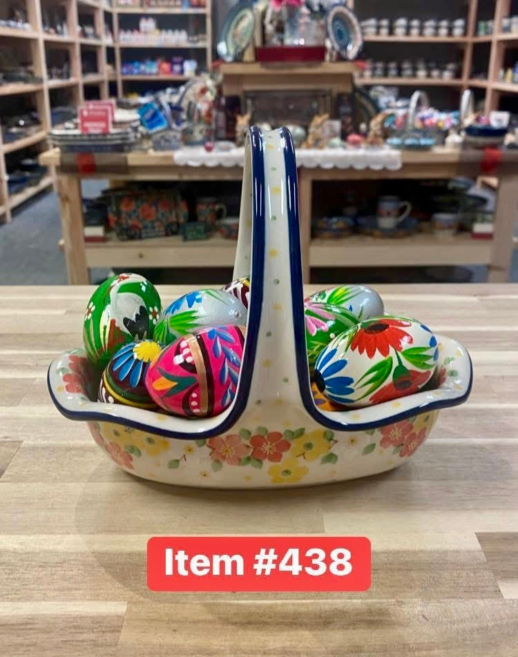 Polish Pottery Traditional Small Basket