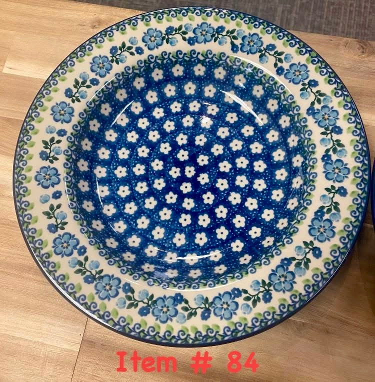 Polish Pottery Traditional(Blue Flower Vine) Pasta Plate