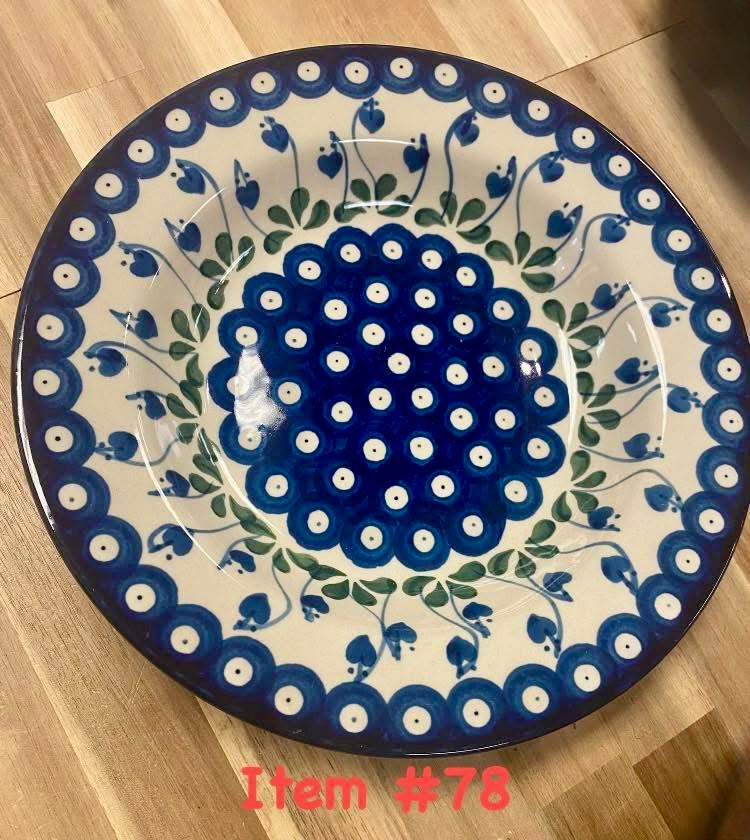 Polish Pottery Traditional(Drop Hearts) Pasta Plate