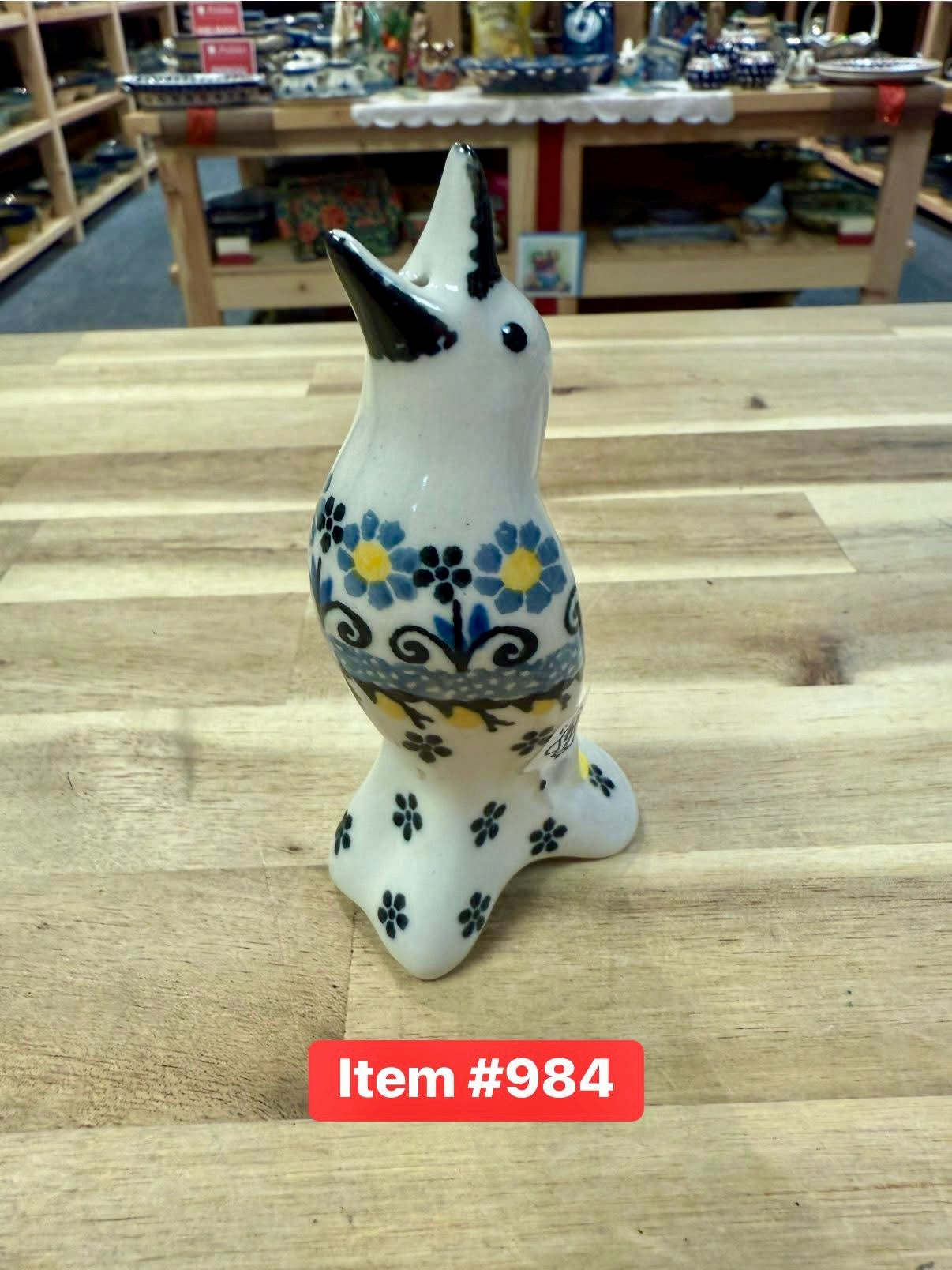 Polish Pottery Traditional(Black&Yellow Flwrs) Pie Bird