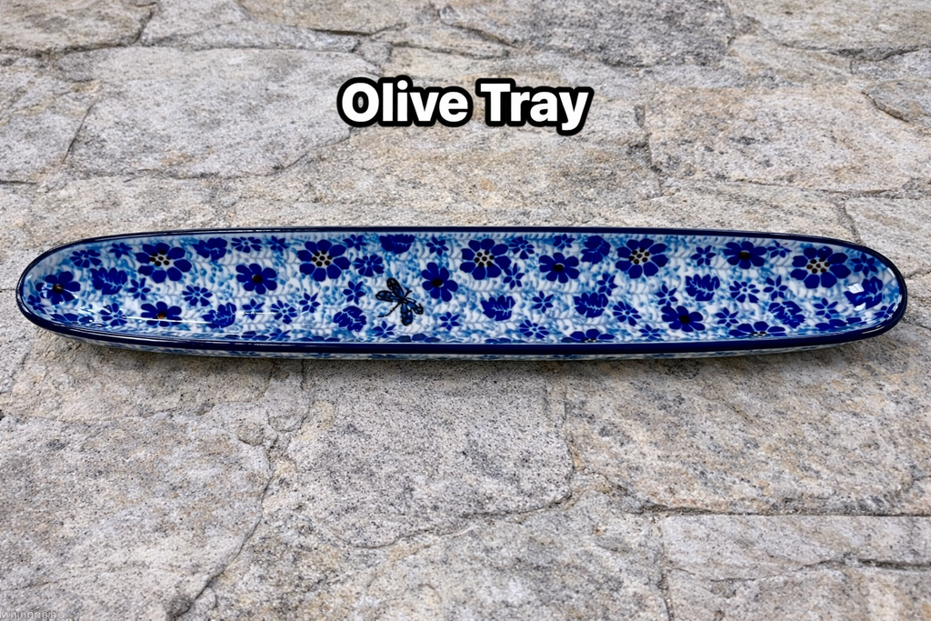 Polish Pottery Traditional(Blue Dragonfly) Olive Tray