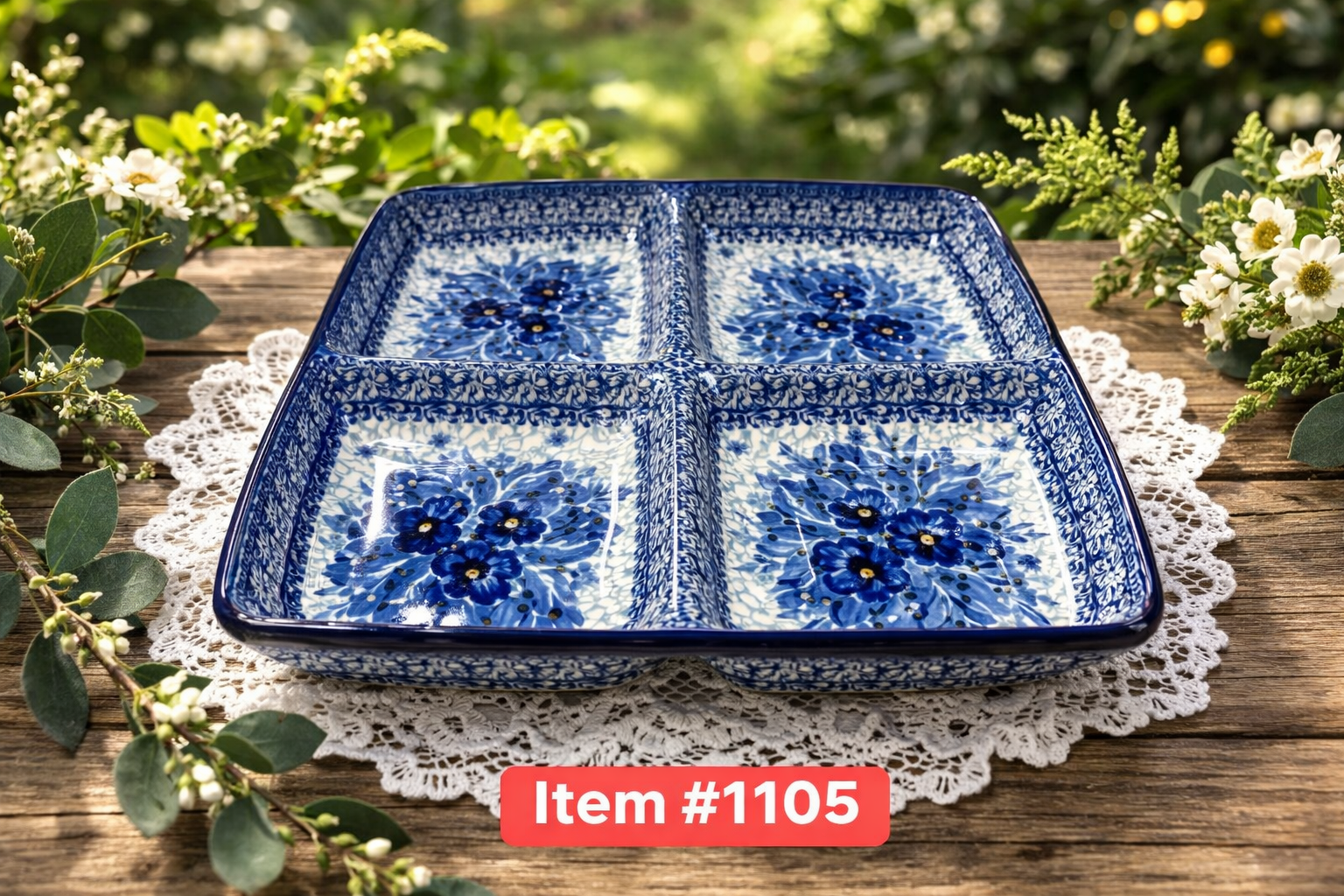 Polish Pottery Unikat 3639 Divided Server
