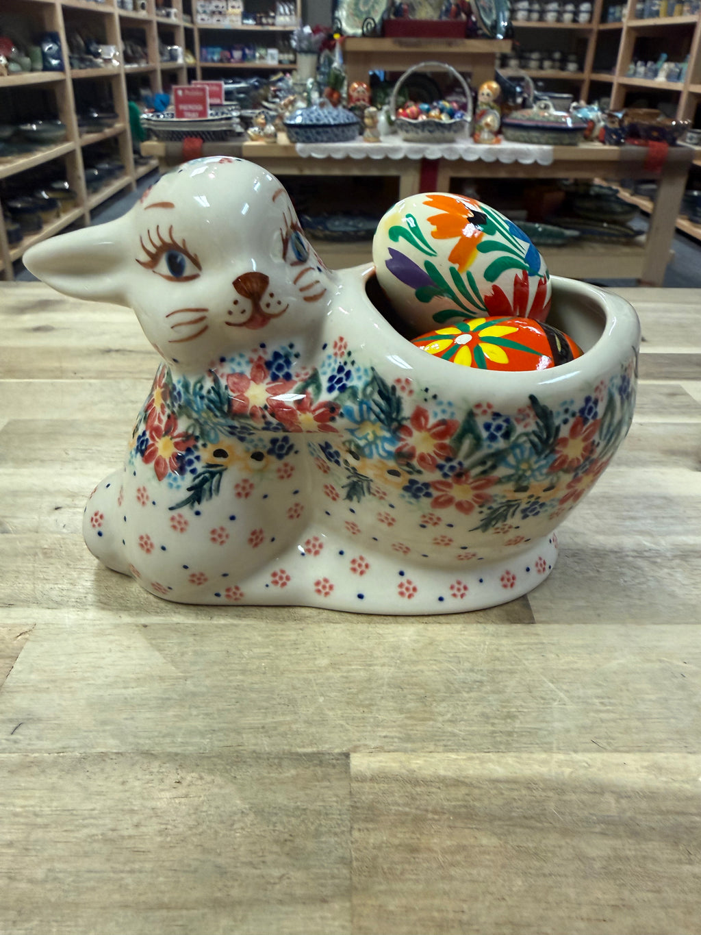 Polish Pottery Bunny Basket
