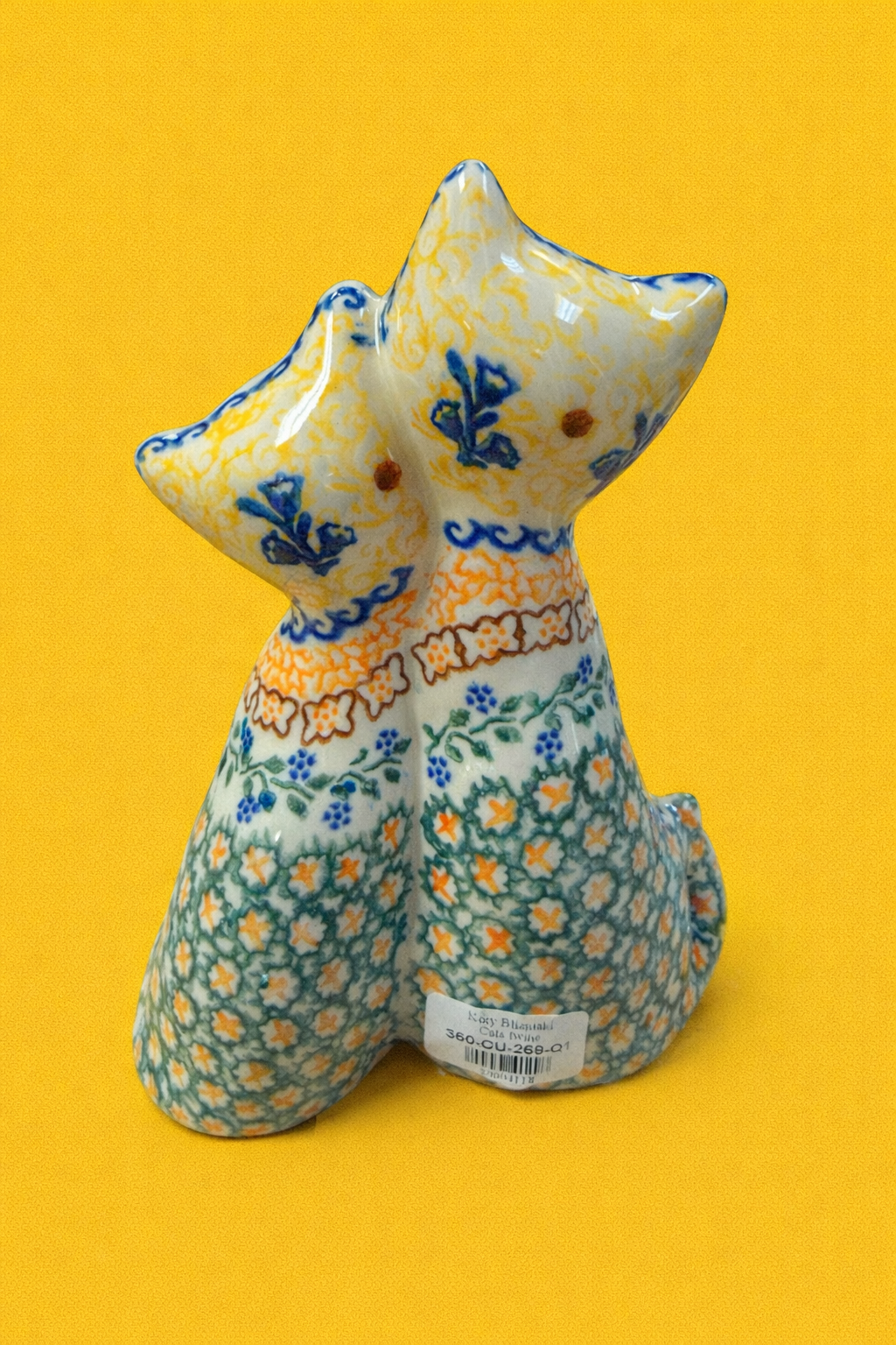 Polish Pottery Hugging Cats